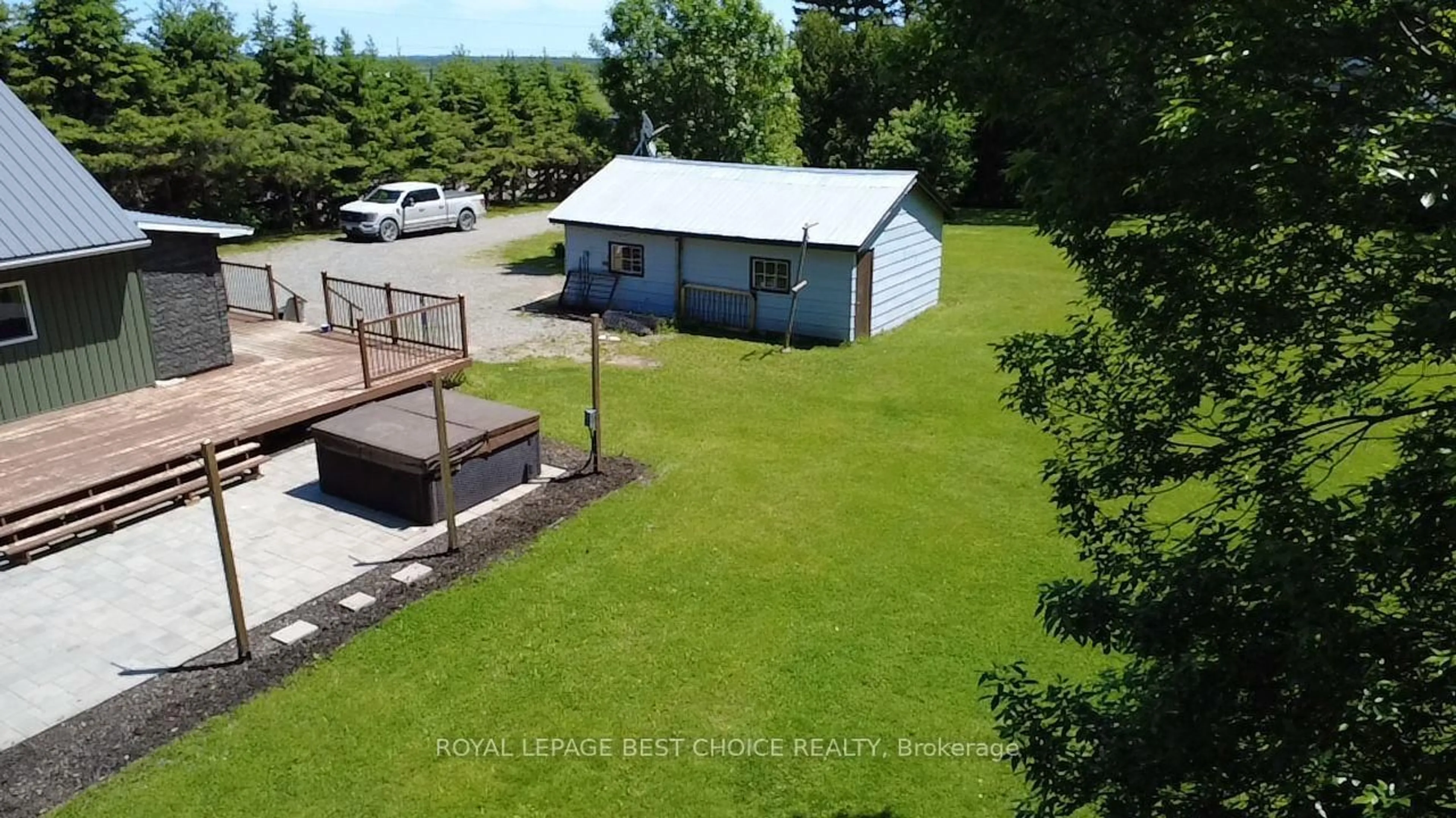 A pic from outside/outdoor area/front of a property/back of a property/a pic from drone, water/lake/river/ocean view for 335232 Highway 11, Chamberlain Ontario P0J 1H0