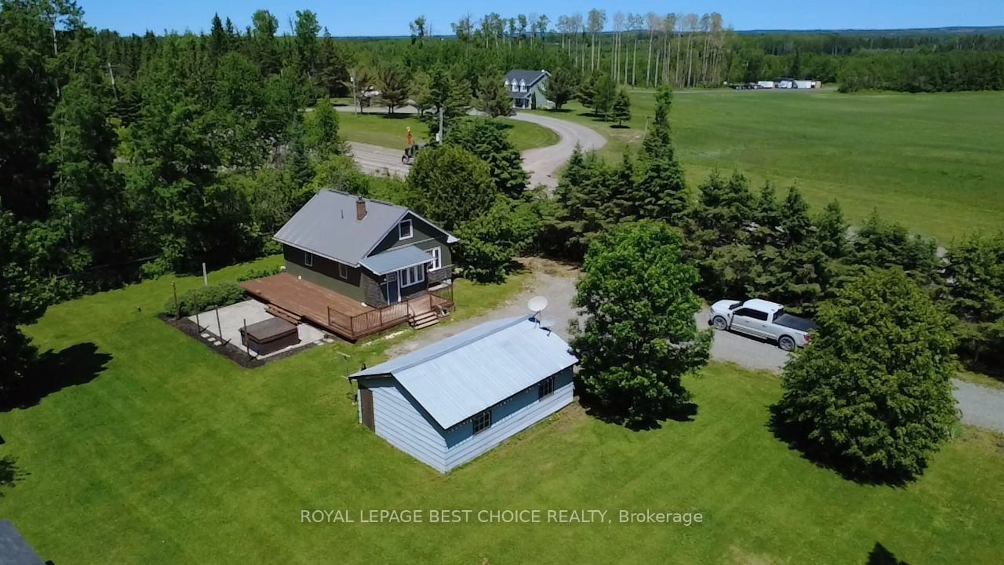 A pic from outside/outdoor area/front of a property/back of a property/a pic from drone, water/lake/river/ocean view for 335232 Highway 11, Chamberlain Ontario P0J 1H0