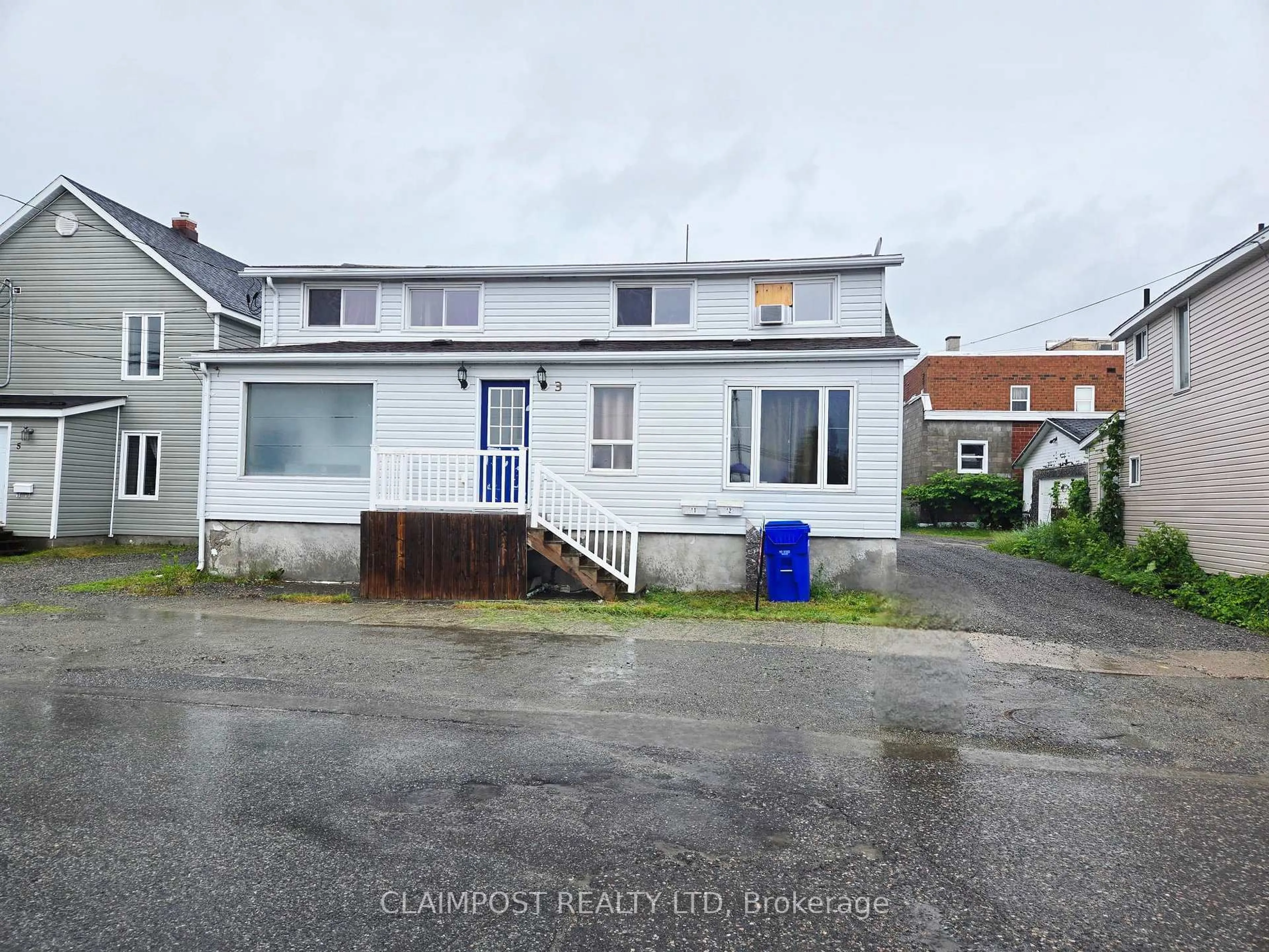 A pic from outside/outdoor area/front of a property/back of a property/a pic from drone, street for 3 O'Meara Blvd, Kirkland Lake Ontario P2N 2T5