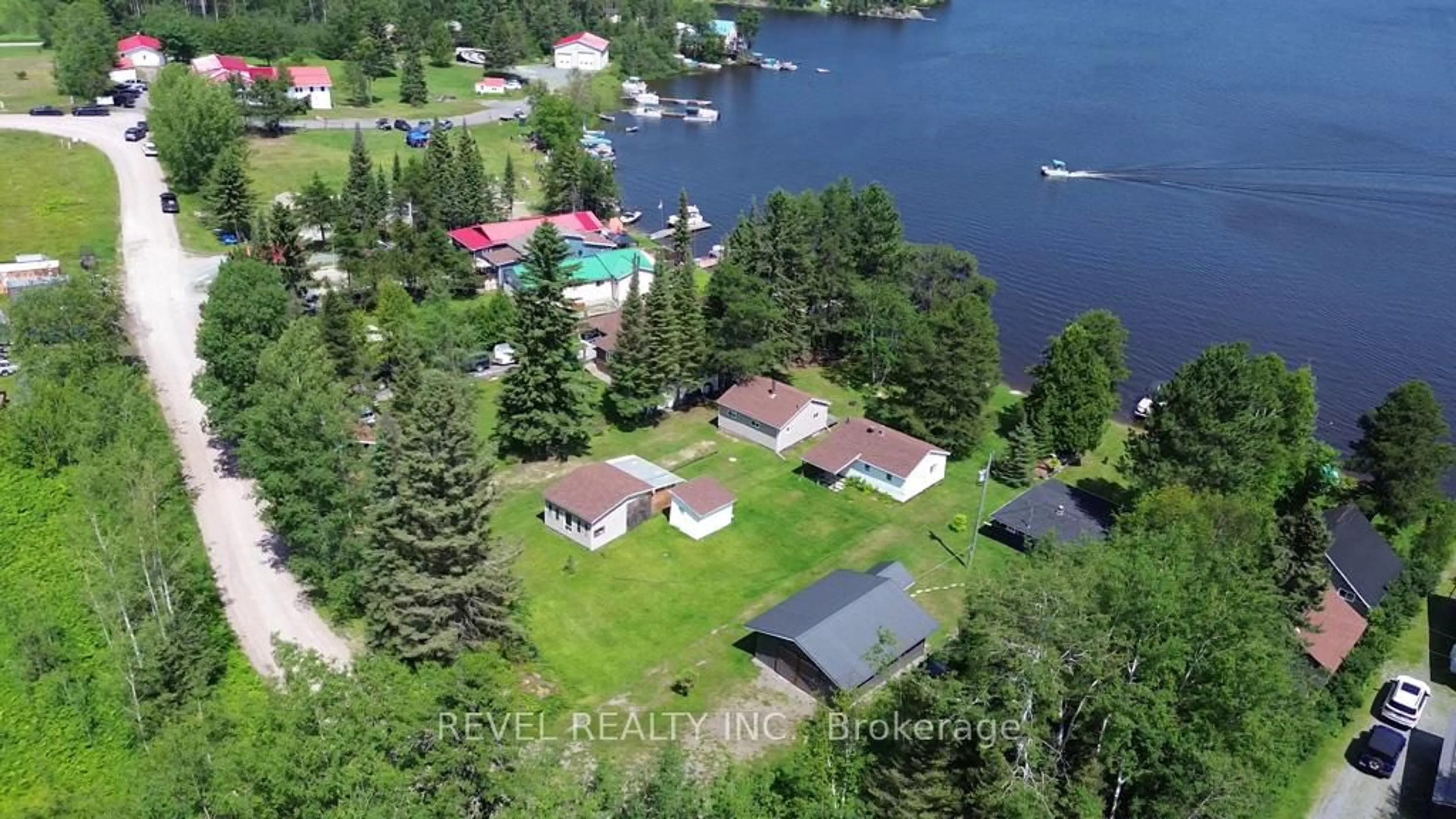 A pic from outside/outdoor area/front of a property/back of a property/a pic from drone, water/lake/river/ocean view for 511 Resort Rd, Timiskaming Ontario P0K 1S0