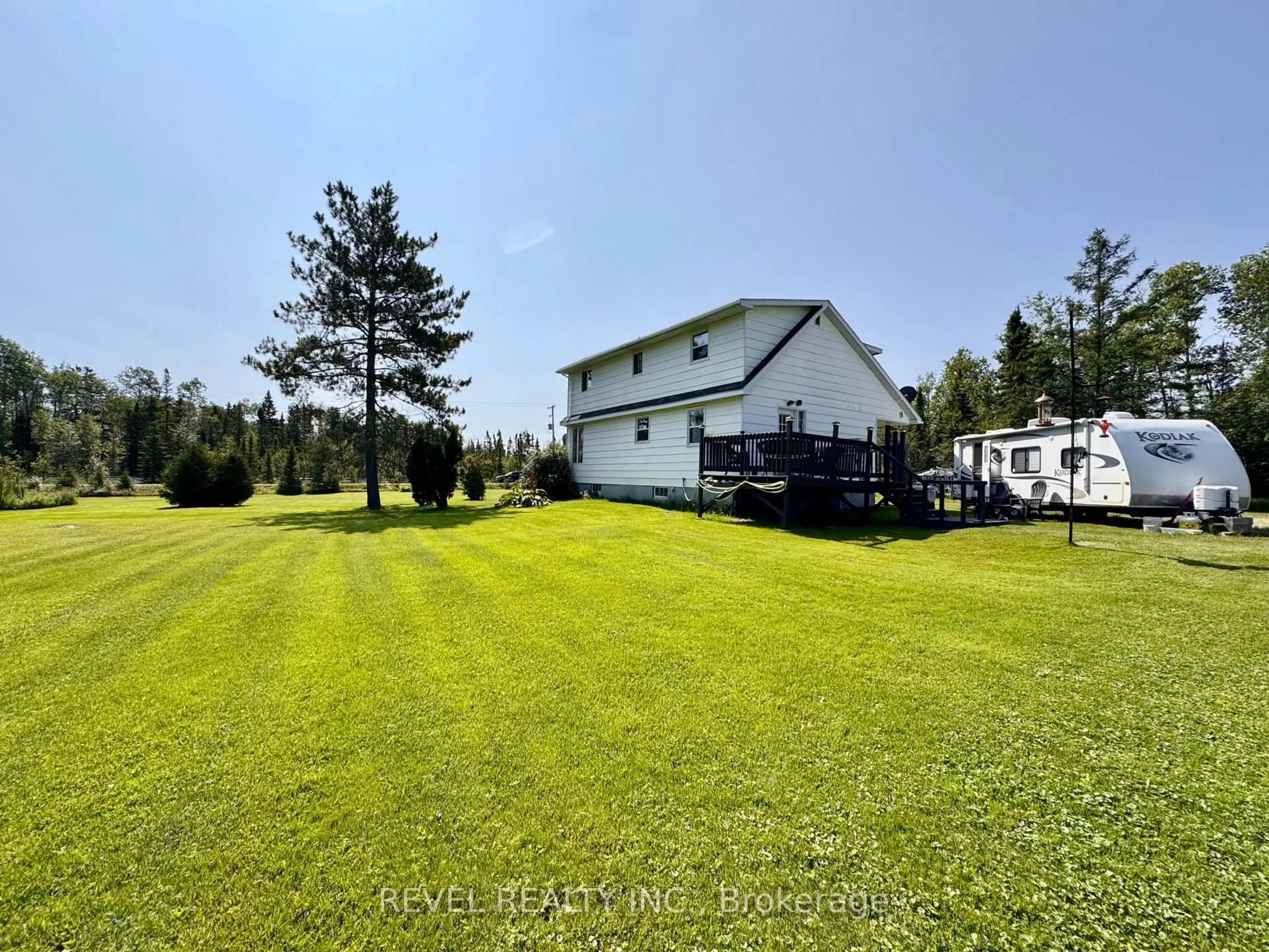 A pic from outside/outdoor area/front of a property/back of a property/a pic from drone, water/lake/river/ocean view for 1388 Frederick House Lake Rd, Timmins Ontario P0N 1A0