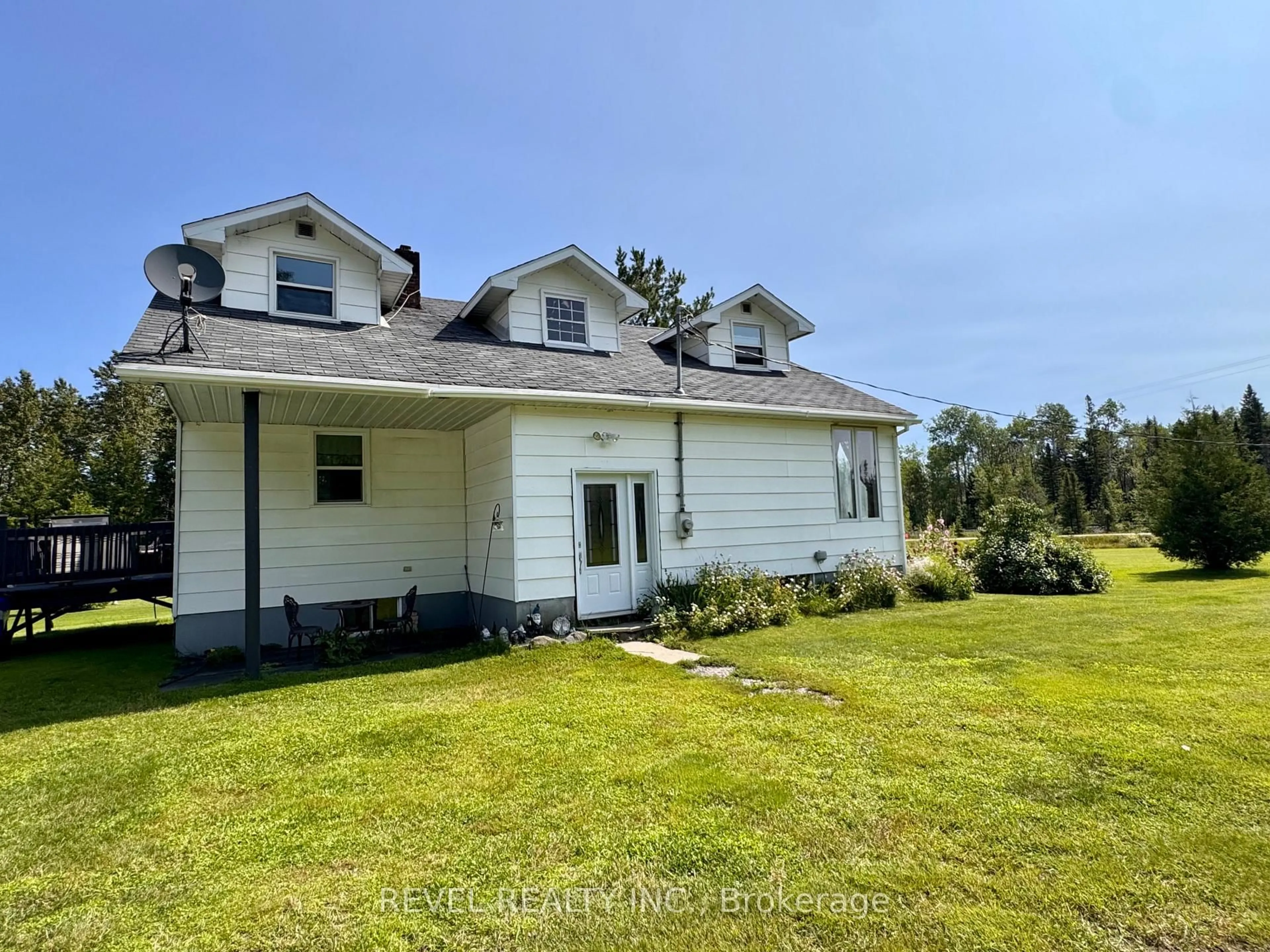 A pic from outside/outdoor area/front of a property/back of a property/a pic from drone, water/lake/river/ocean view for 1388 Frederick House Lake Rd, Timmins Ontario P0N 1A0