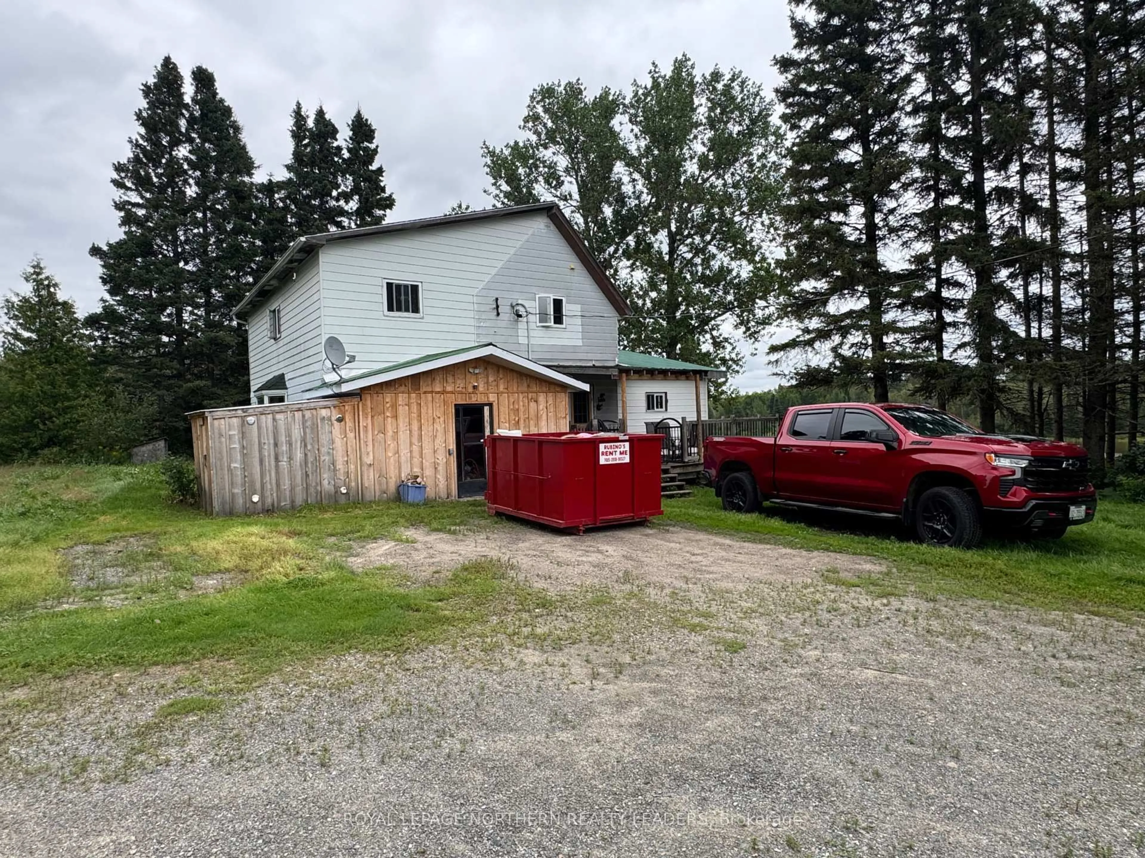 A pic from outside/outdoor area/front of a property/back of a property/a pic from drone, street for 4977 Frederickhouse Lake Rd, Timmins Ontario P0N 1A0