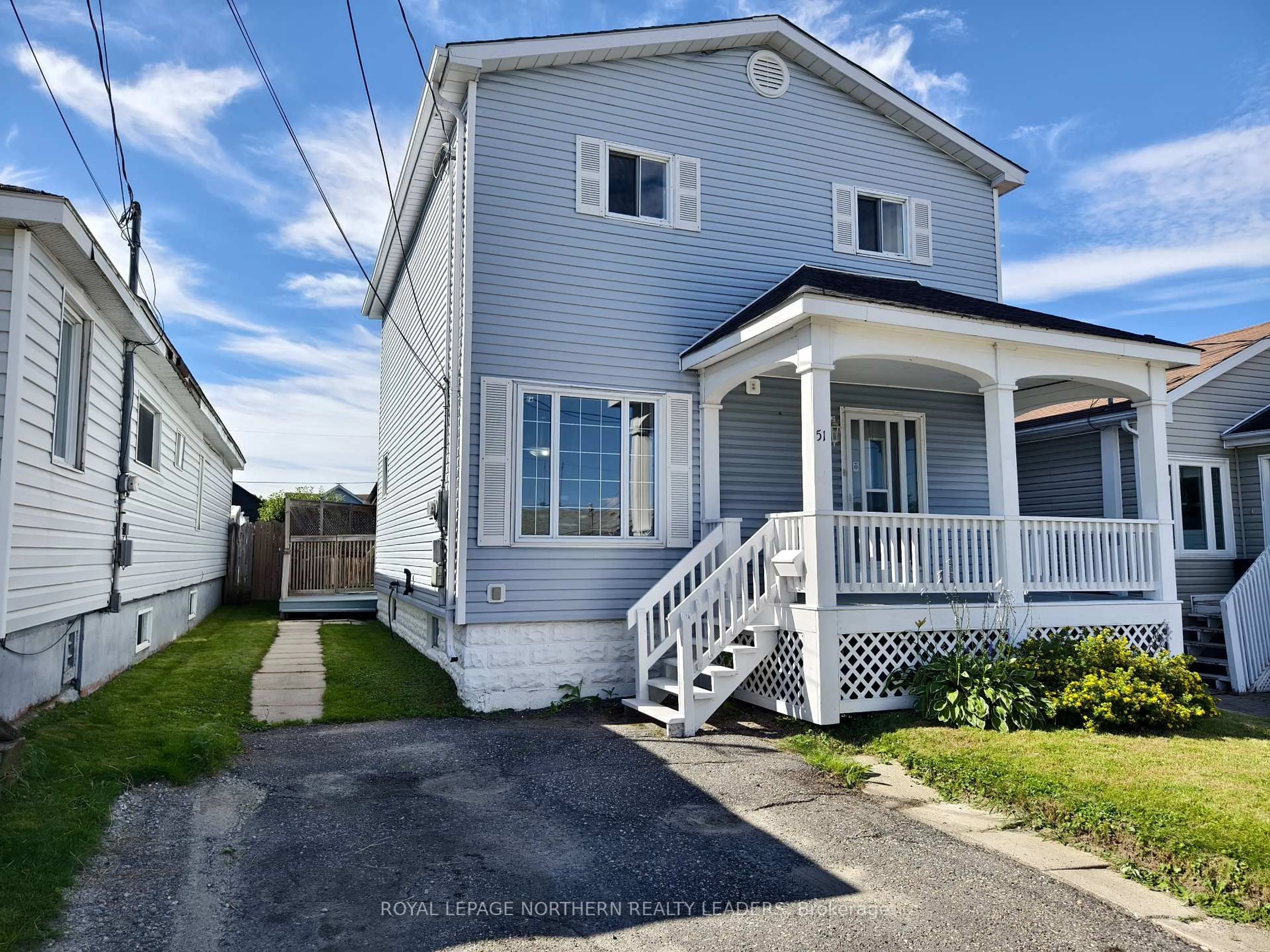A pic from outside/outdoor area/front of a property/back of a property/a pic from drone, street for 51 Carlin Ave, Timmins Ontario P4N 4K8