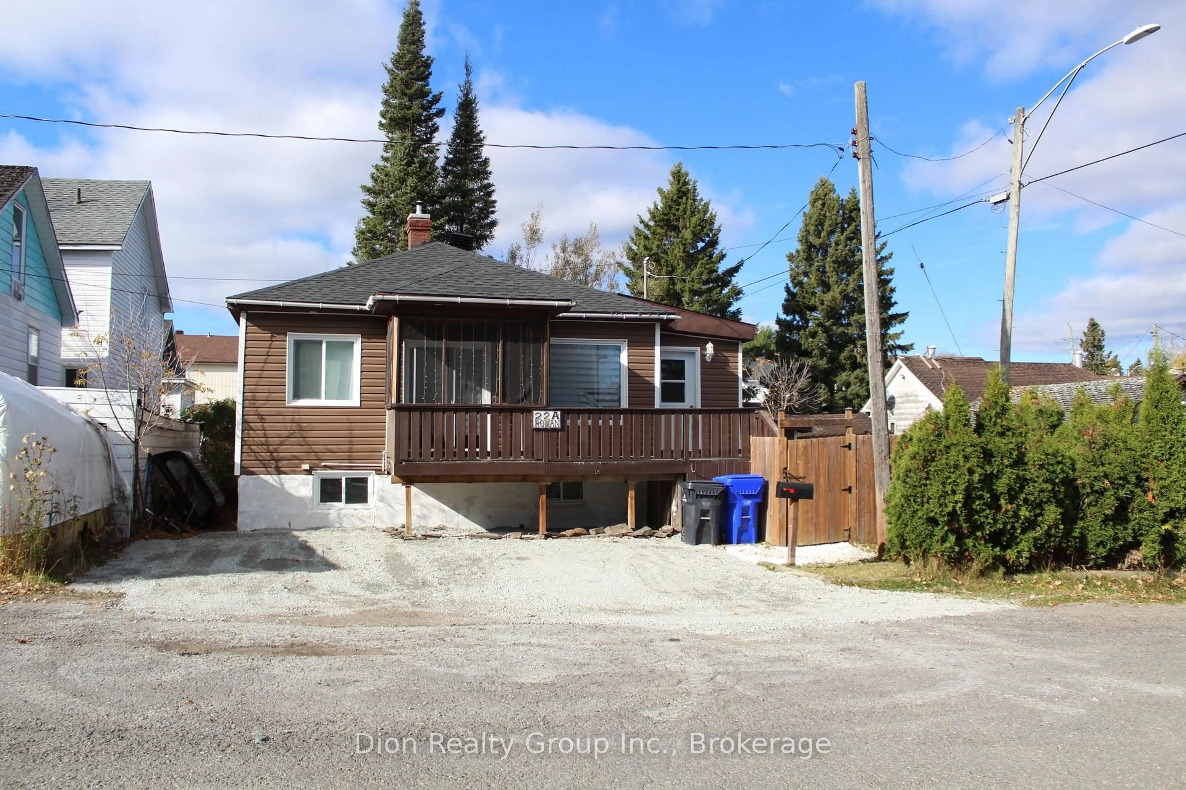 A pic from outside/outdoor area/front of a property/back of a property/a pic from drone, street for 22A Rowan Ave, Kirkland Lake Ontario P2N 2N8