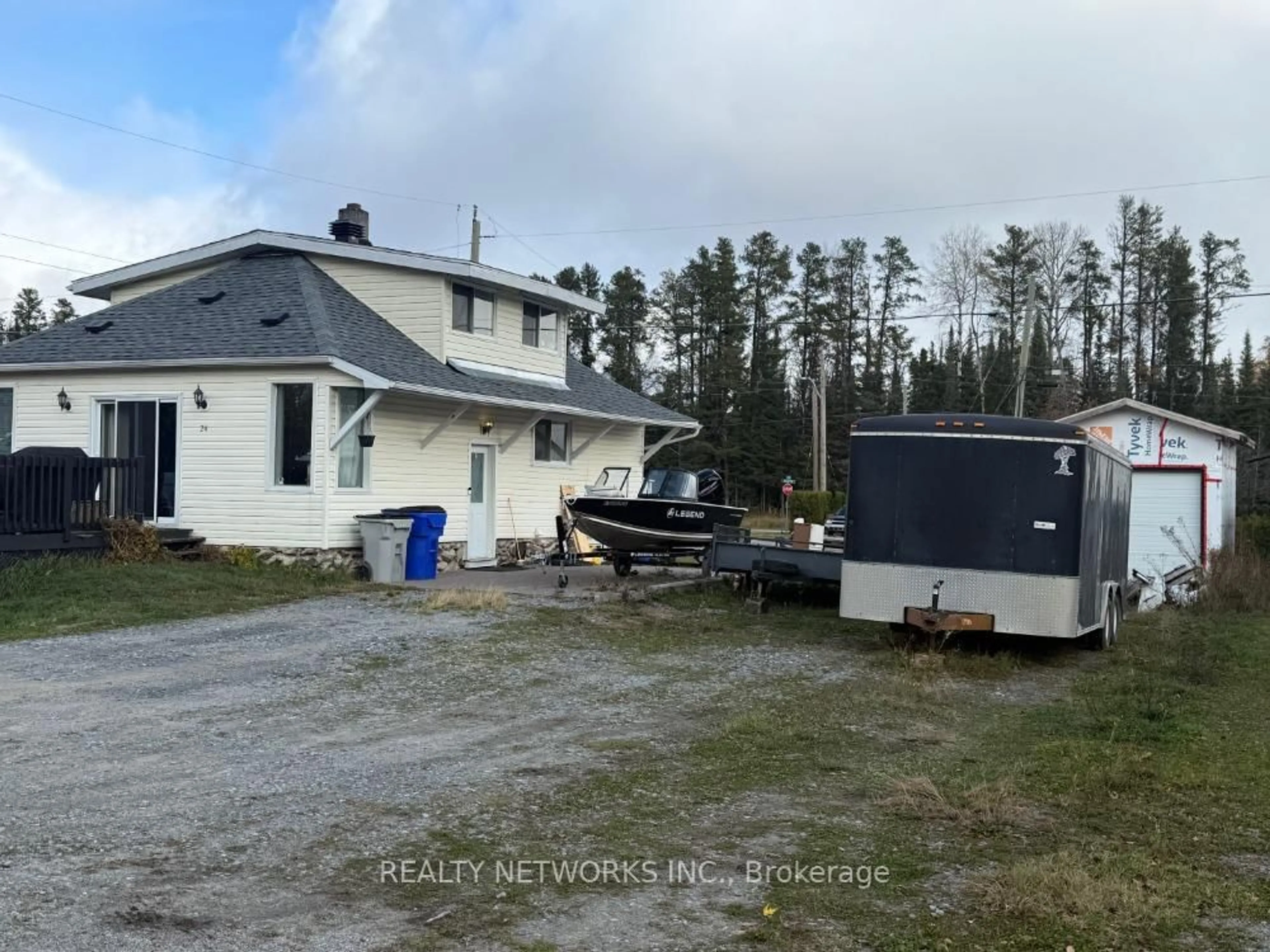 A pic from outside/outdoor area/front of a property/back of a property/a pic from drone, building for 24 Hazelnut St, Timmins Ontario P4N 7C2