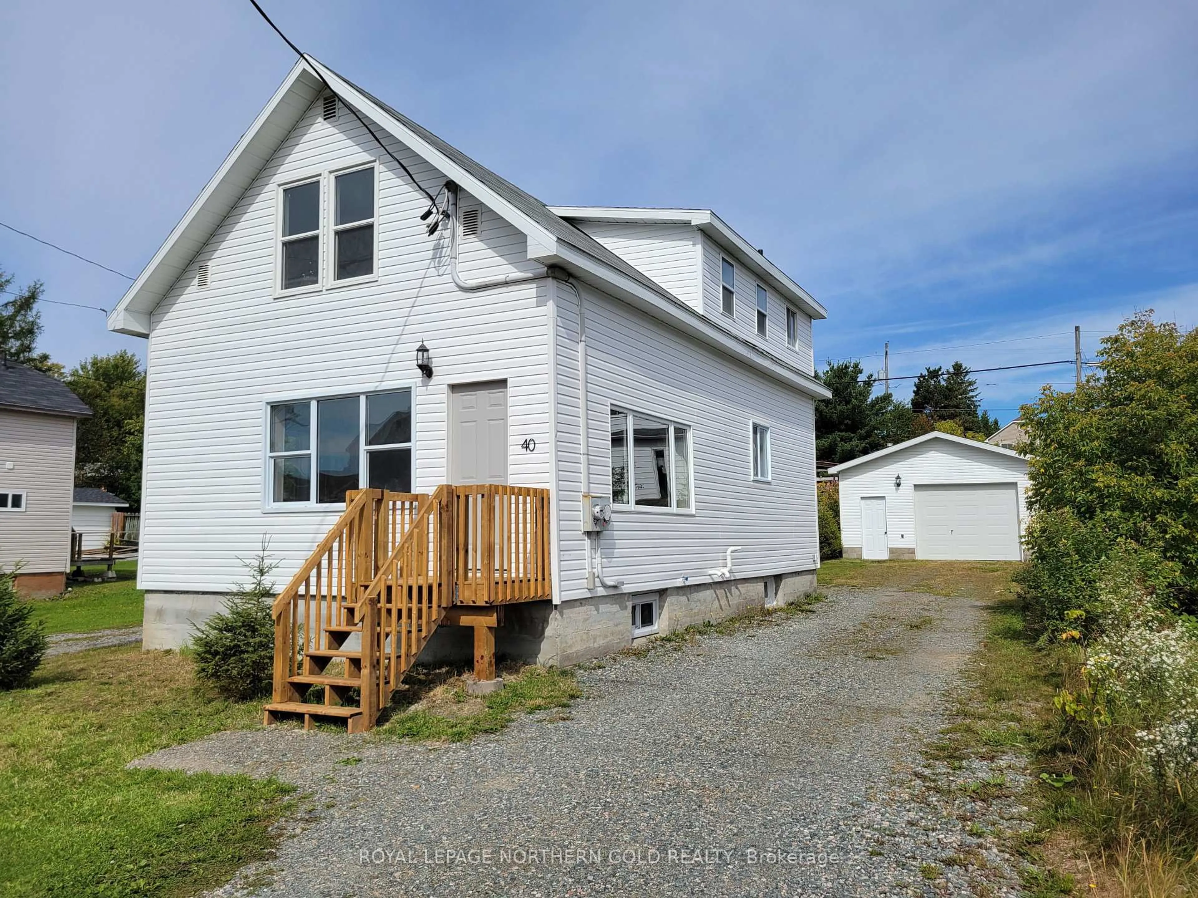 A pic from outside/outdoor area/front of a property/back of a property/a pic from drone, street for 40 McKelvie Ave, Kirkland Lake Ontario P2N 2K5