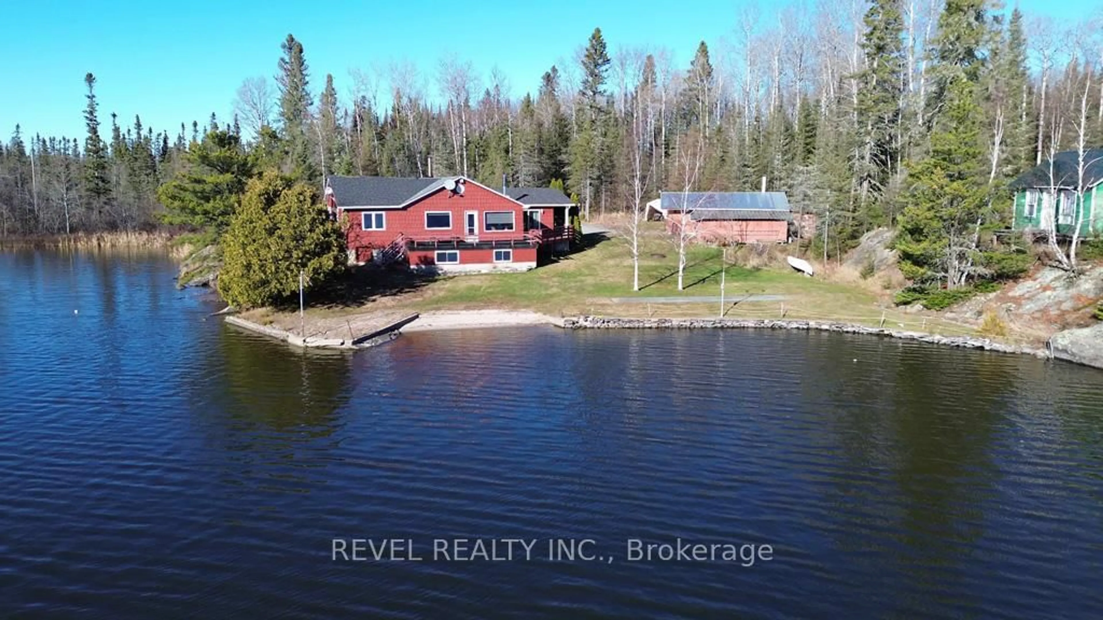 A pic from outside/outdoor area/front of a property/back of a property/a pic from drone, water/lake/river/ocean view for 614 Shunsby Rd, Timiskaming Ontario P0K 1S0