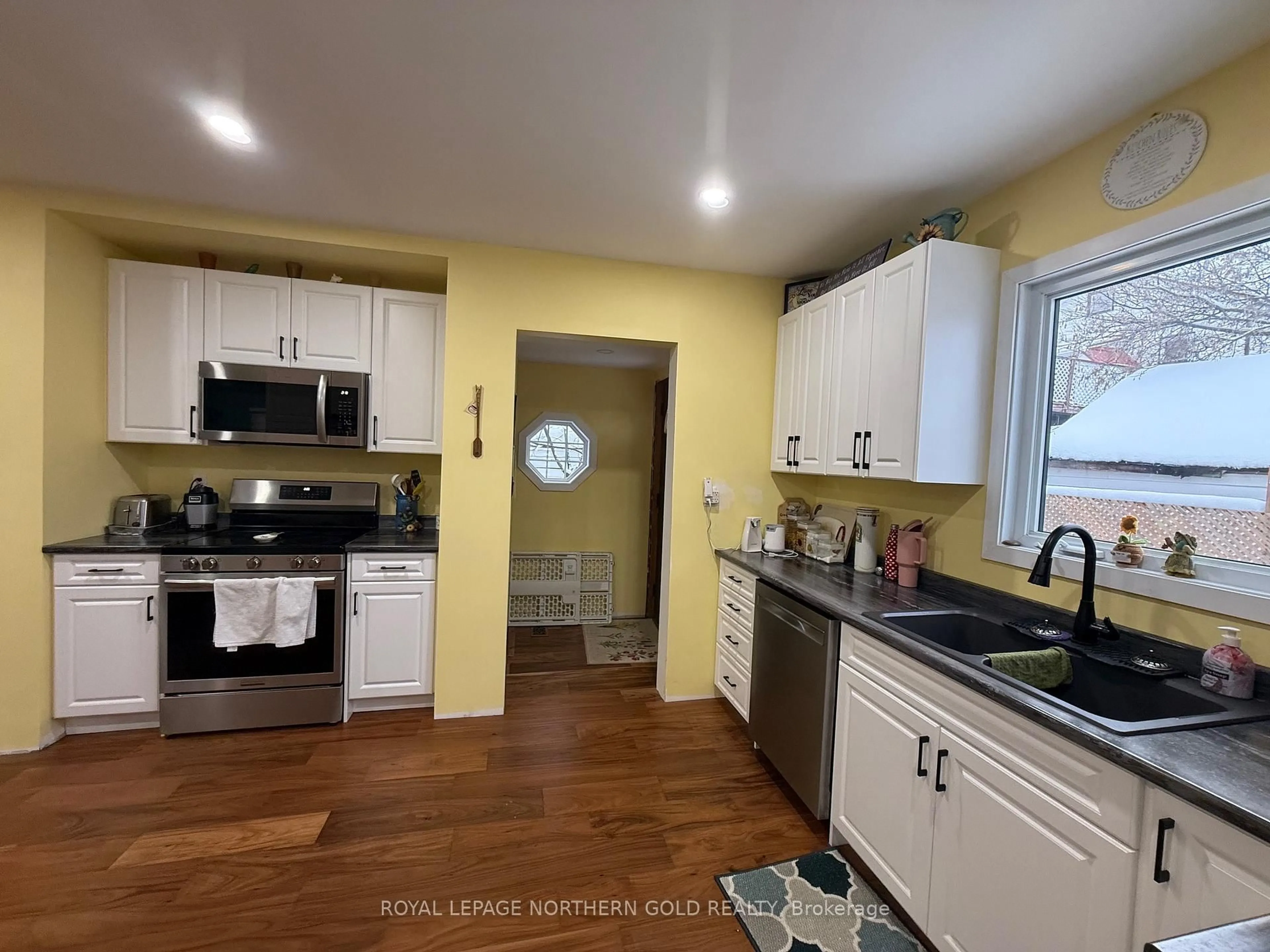 Open concept kitchen, ceramic/tile floor for 51 LEBEL Ave, Kirkland Lake Ontario P2N 2Y8