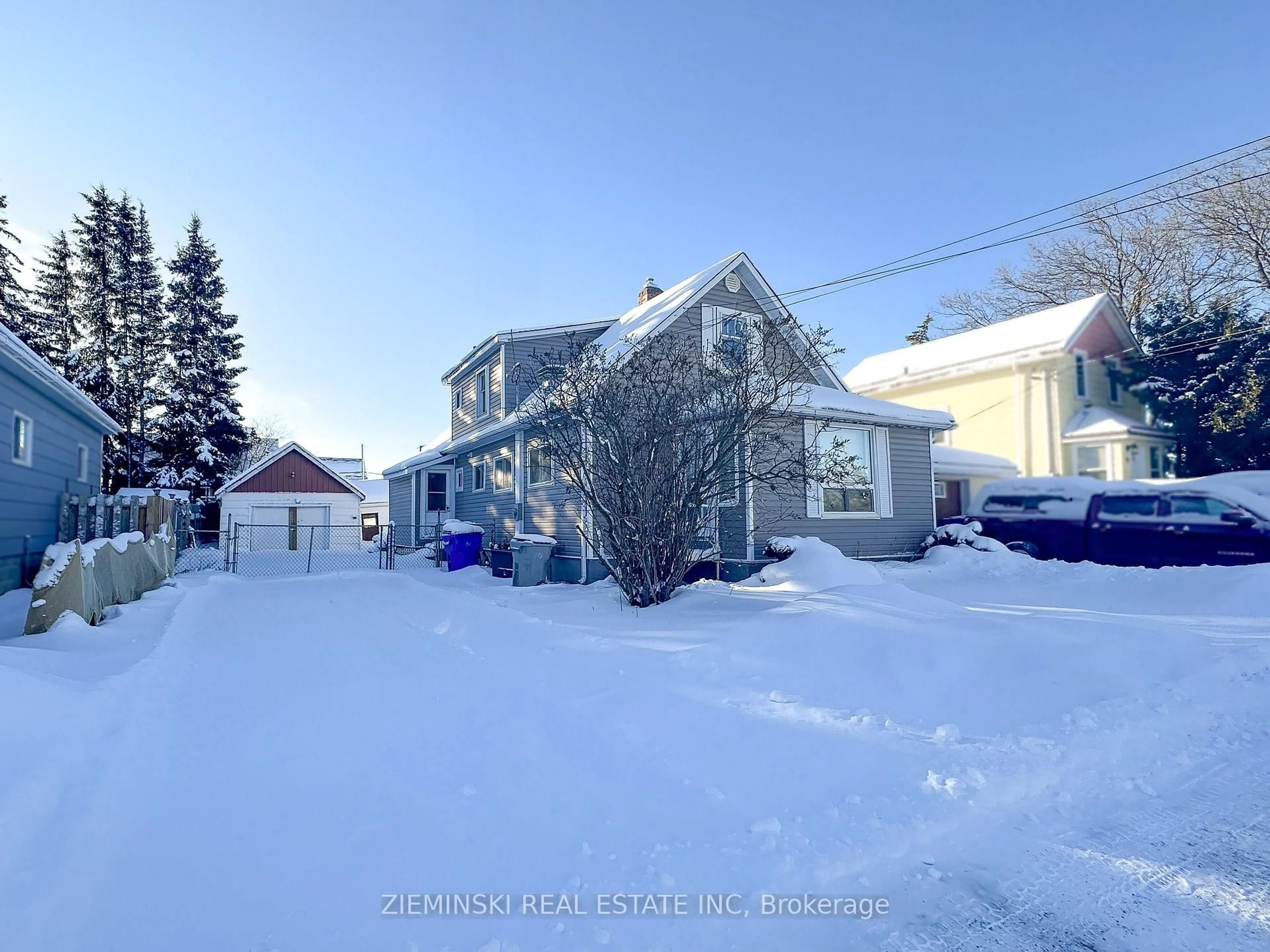 A pic from outside/outdoor area/front of a property/back of a property/a pic from drone, street for 103 Dome Ave, Timmins Ontario P0N 1H0