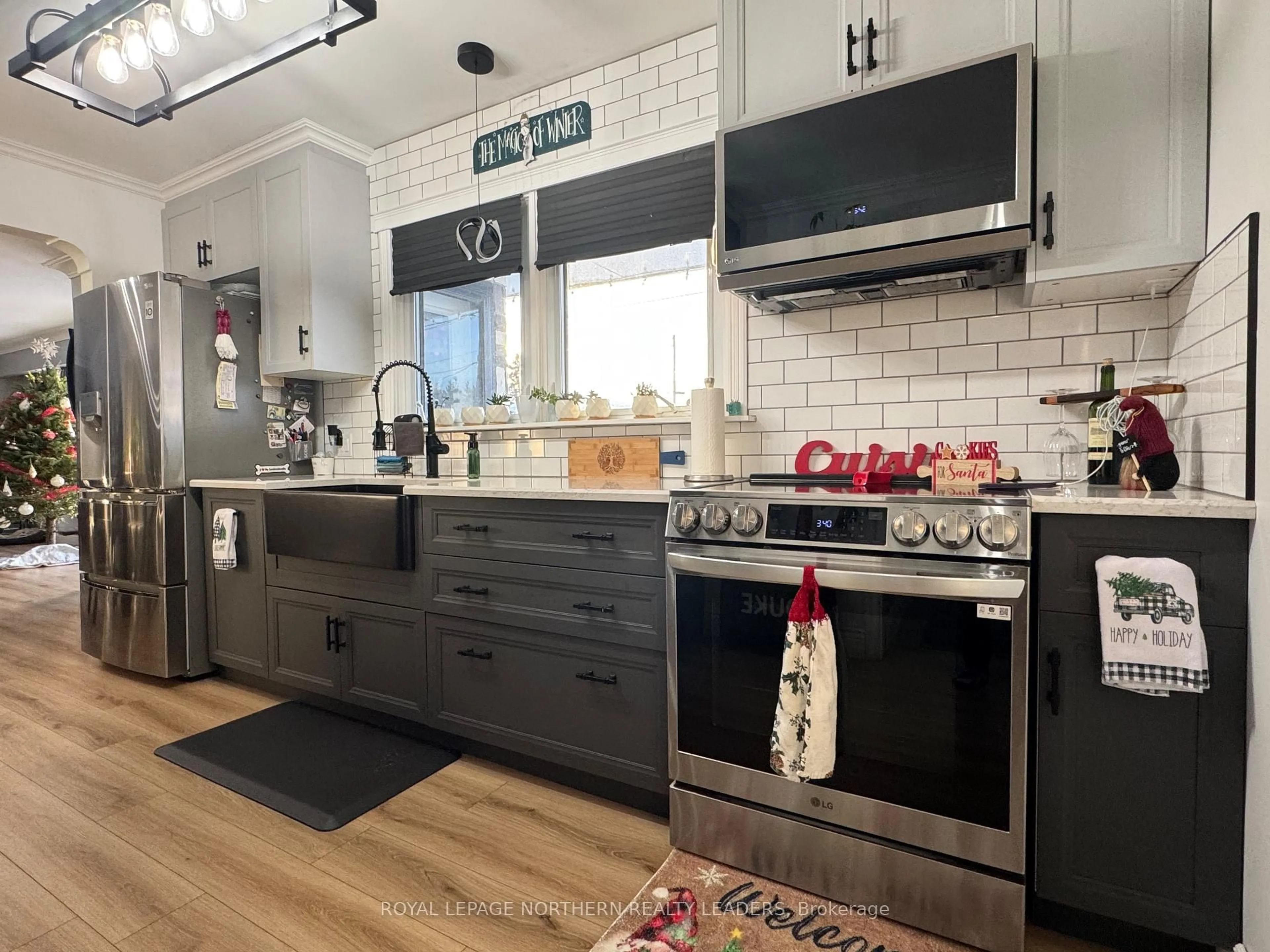 Contemporary kitchen, ceramic/tile floor for 510 Balsam St, Timmins Ontario P4N 2G1