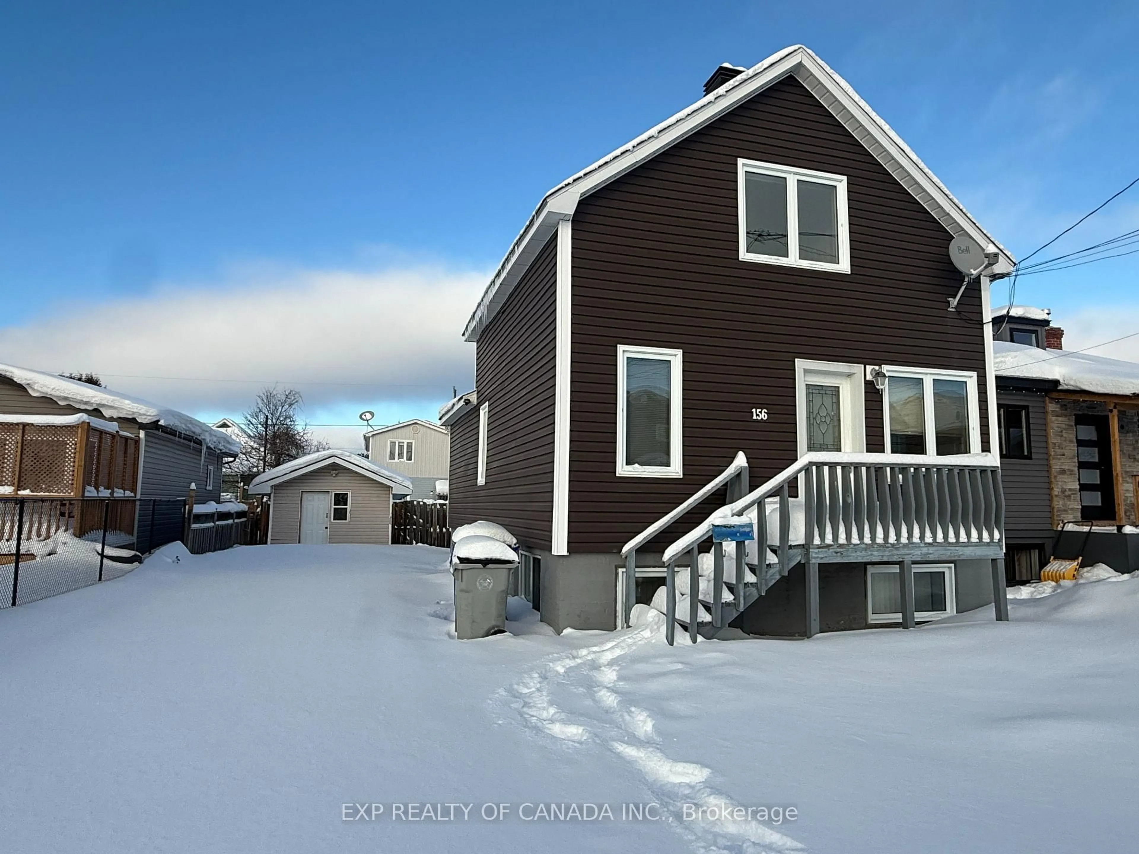 Home with vinyl exterior material, street for 156 Montgomery Ave, Timmins Ontario P4N 3G6