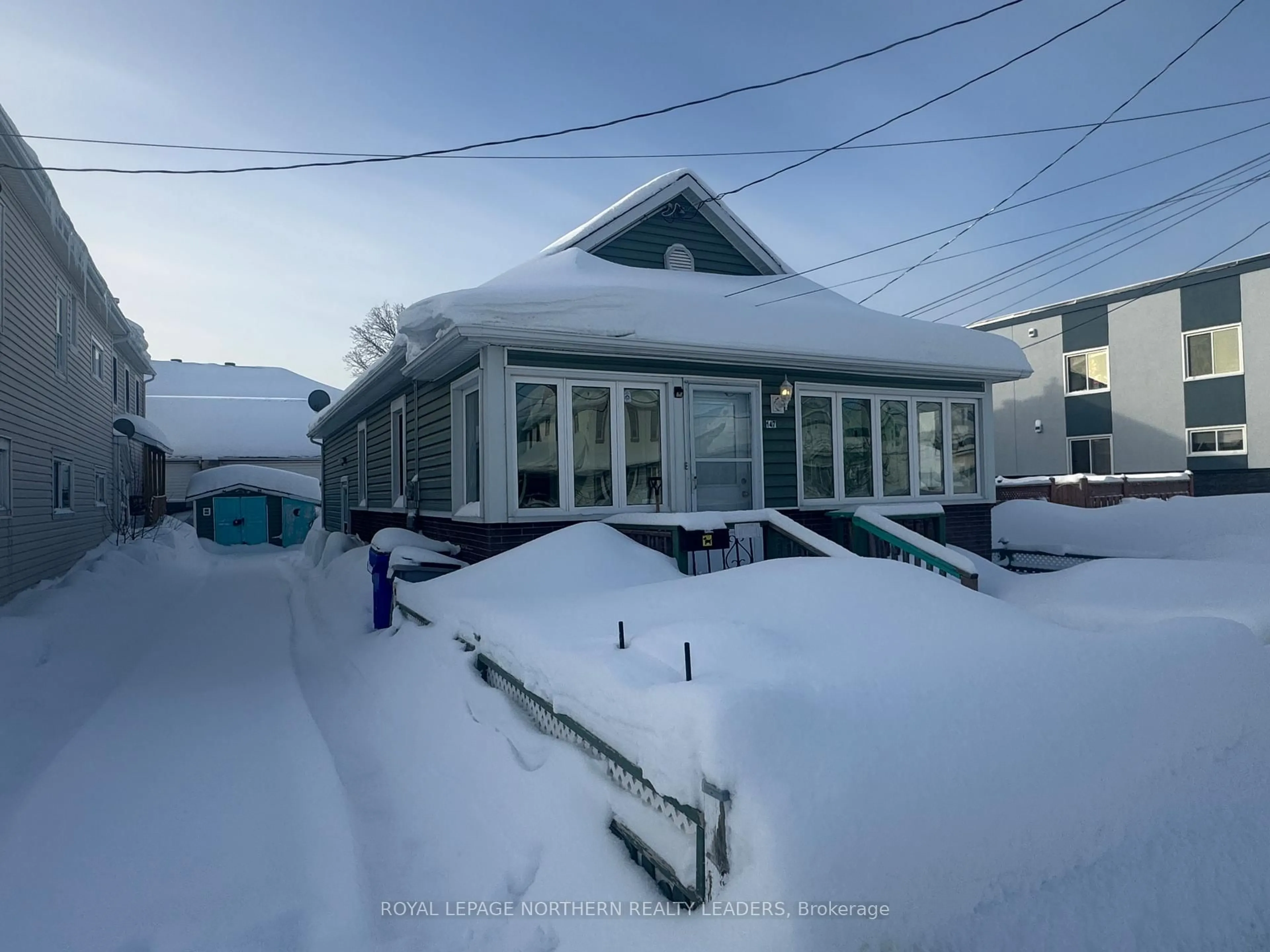 A pic from outside/outdoor area/front of a property/back of a property/a pic from drone, street for 147 Kirby Ave, Timmins Ontario P4N 1J7