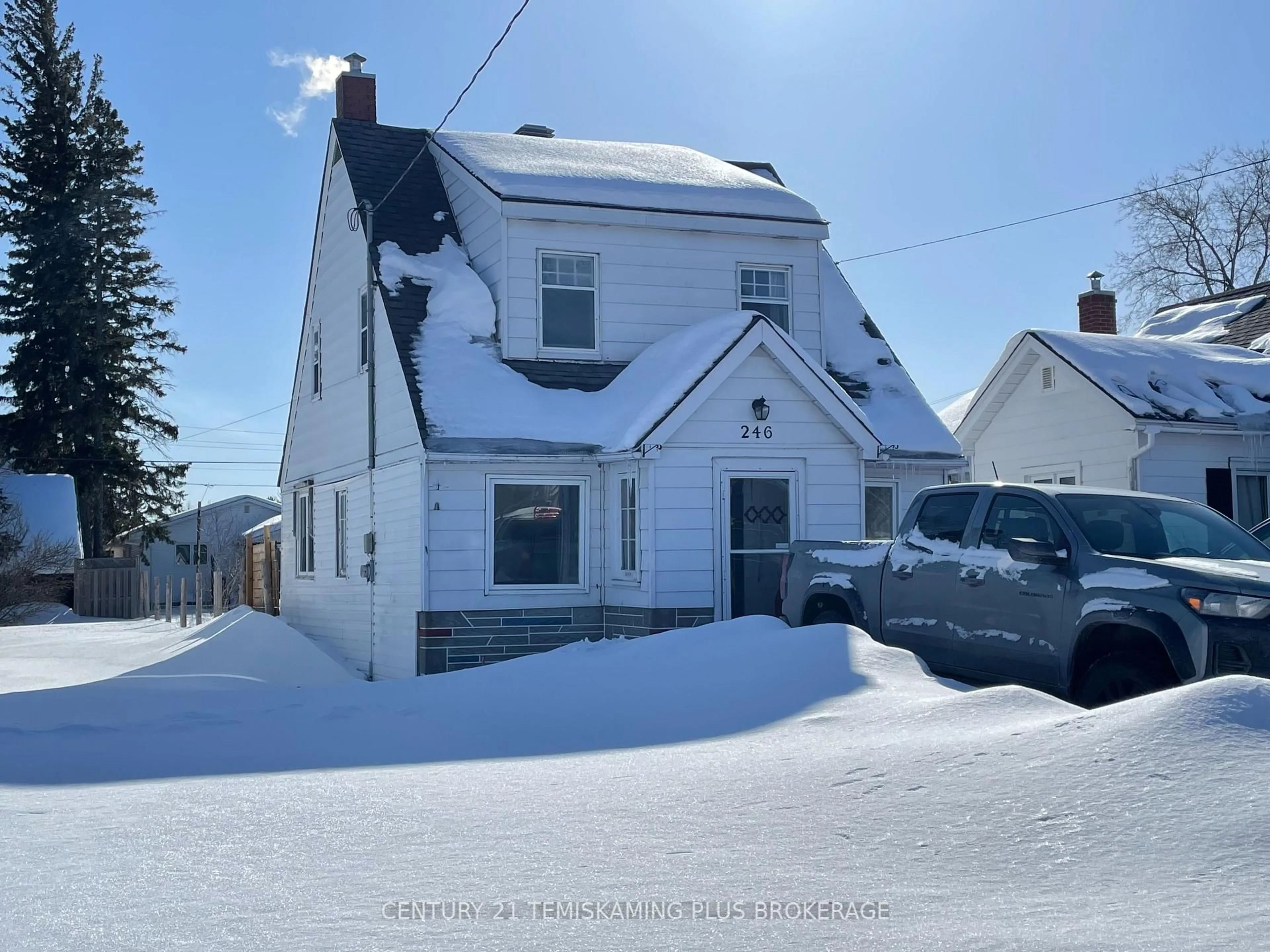 A pic from outside/outdoor area/front of a property/back of a property/a pic from drone, street for 246 Mccamus Ave, Temiskaming Shores Ontario P0J 1P0