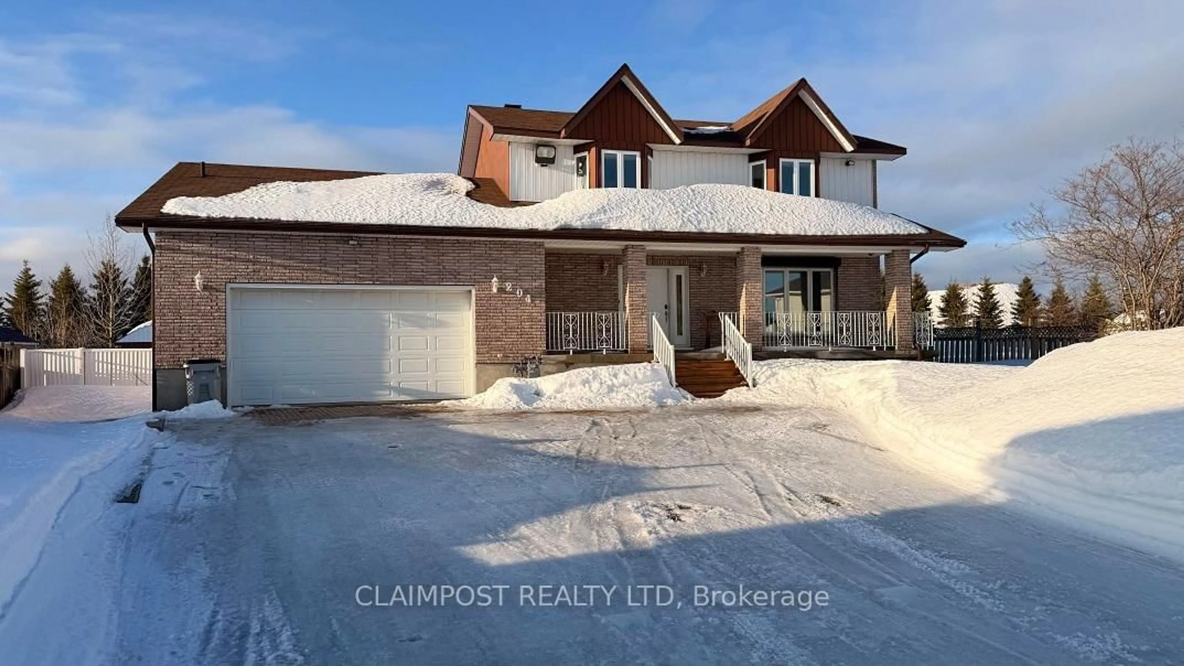 A pic from outside/outdoor area/front of a property/back of a property/a pic from drone, street for 204 Renee Pl, Timmins Ontario P4P 1E8