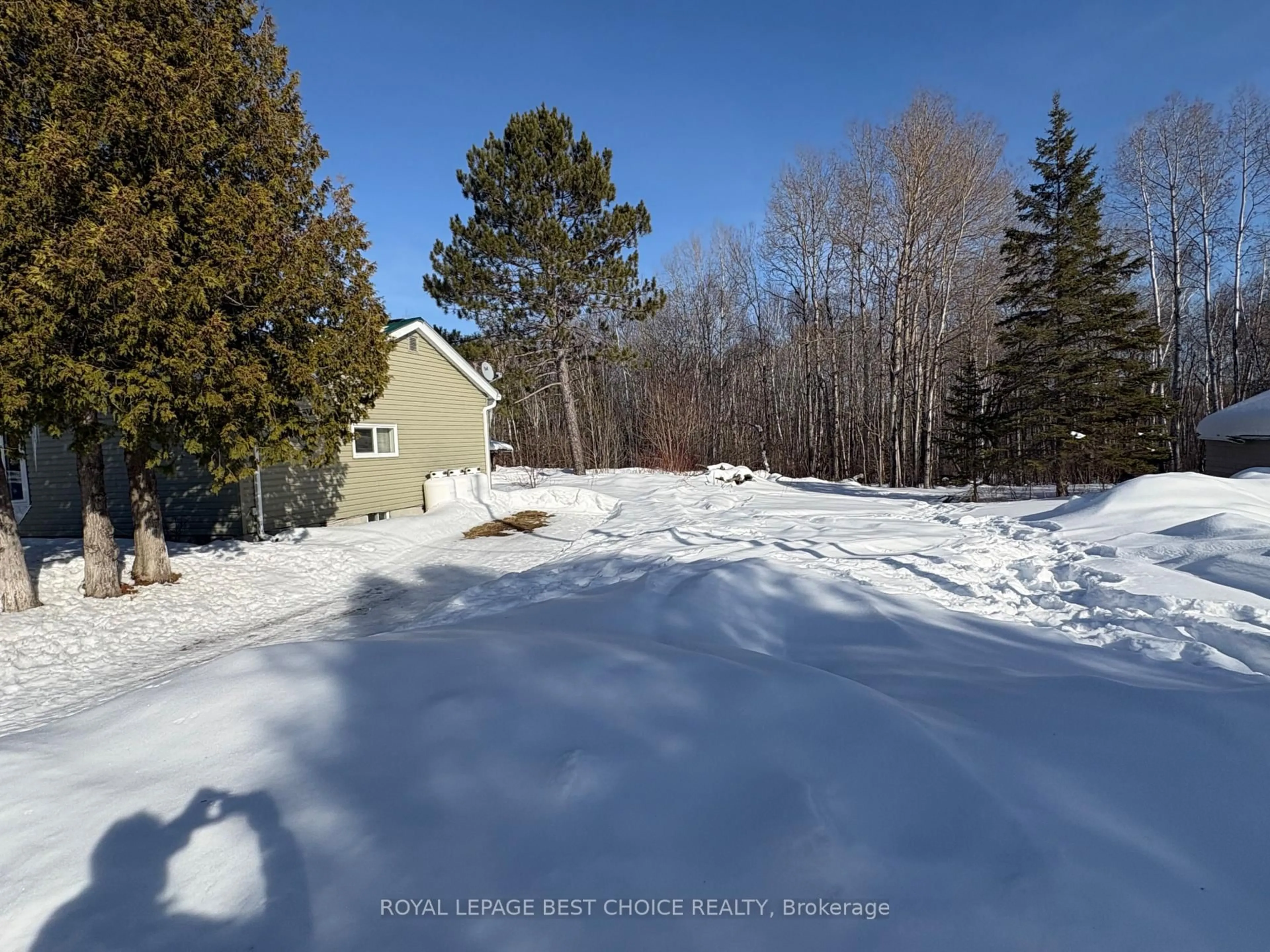 A pic from outside/outdoor area/front of a property/back of a property/a pic from drone, forest/trees view for 57 Hillview St, Timiskaming Ontario P0J 1N0