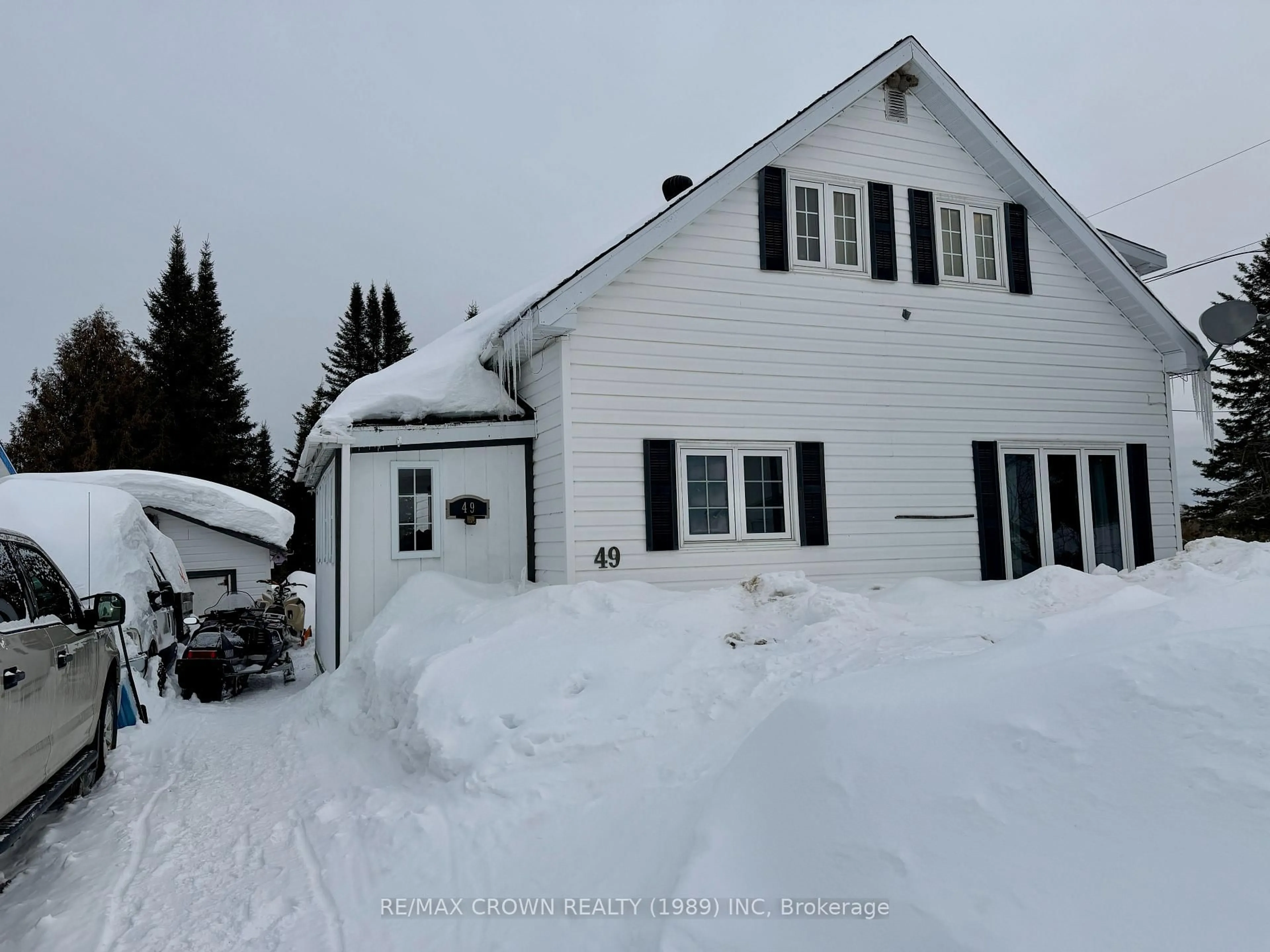A pic from outside/outdoor area/front of a property/back of a property/a pic from drone, street for 49 Gauthier St #Fauquier, Kapuskasing Ontario P0L 1G0