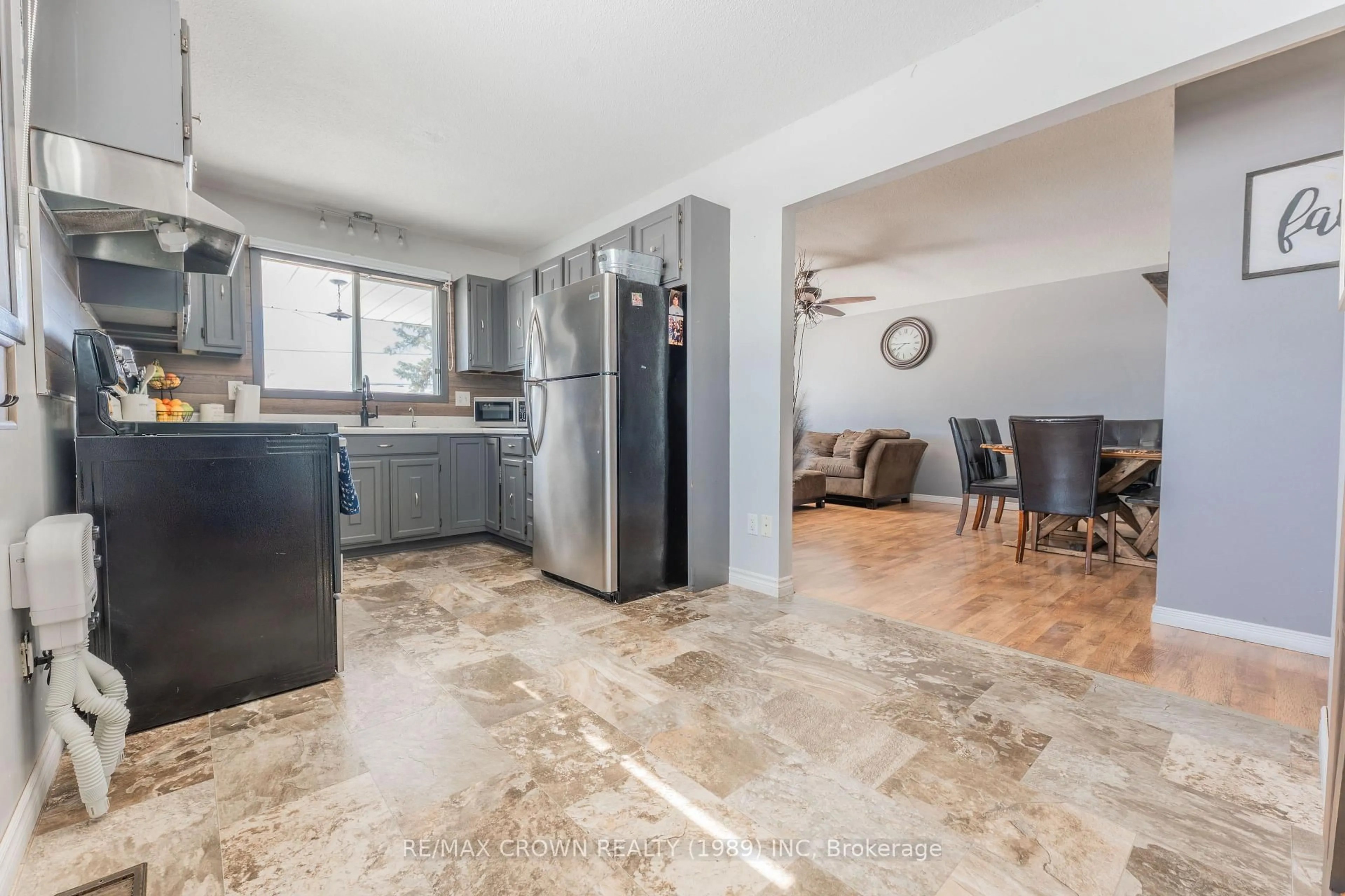 Open concept kitchen, ceramic/tile floor for 18 Cartier Ave, Kapuskasing Ontario P5N 2J6