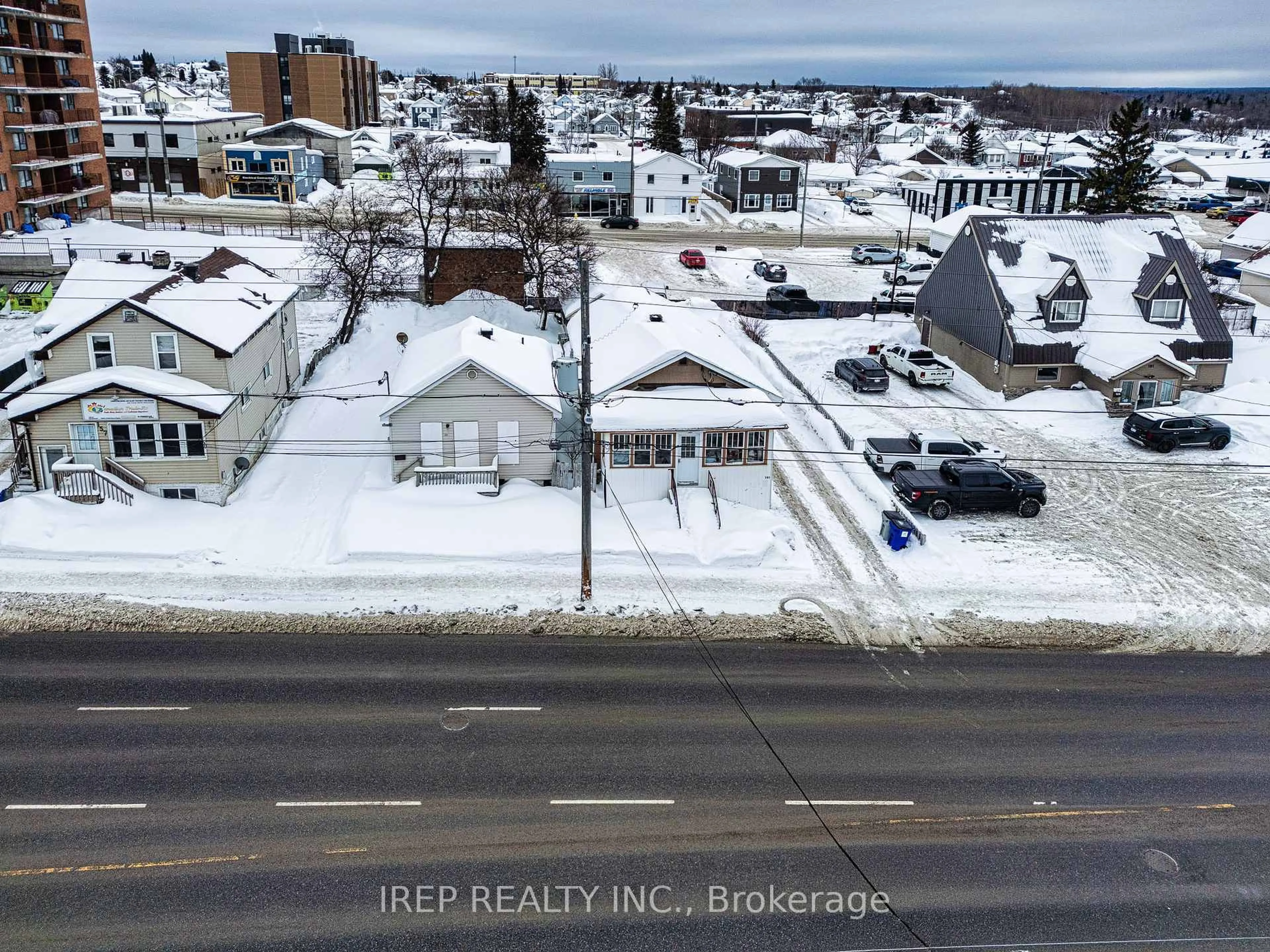 A pic from outside/outdoor area/front of a property/back of a property/a pic from drone, unknown for 165-169 Algonquin Blvd, Timmins Ontario P4N 2R6