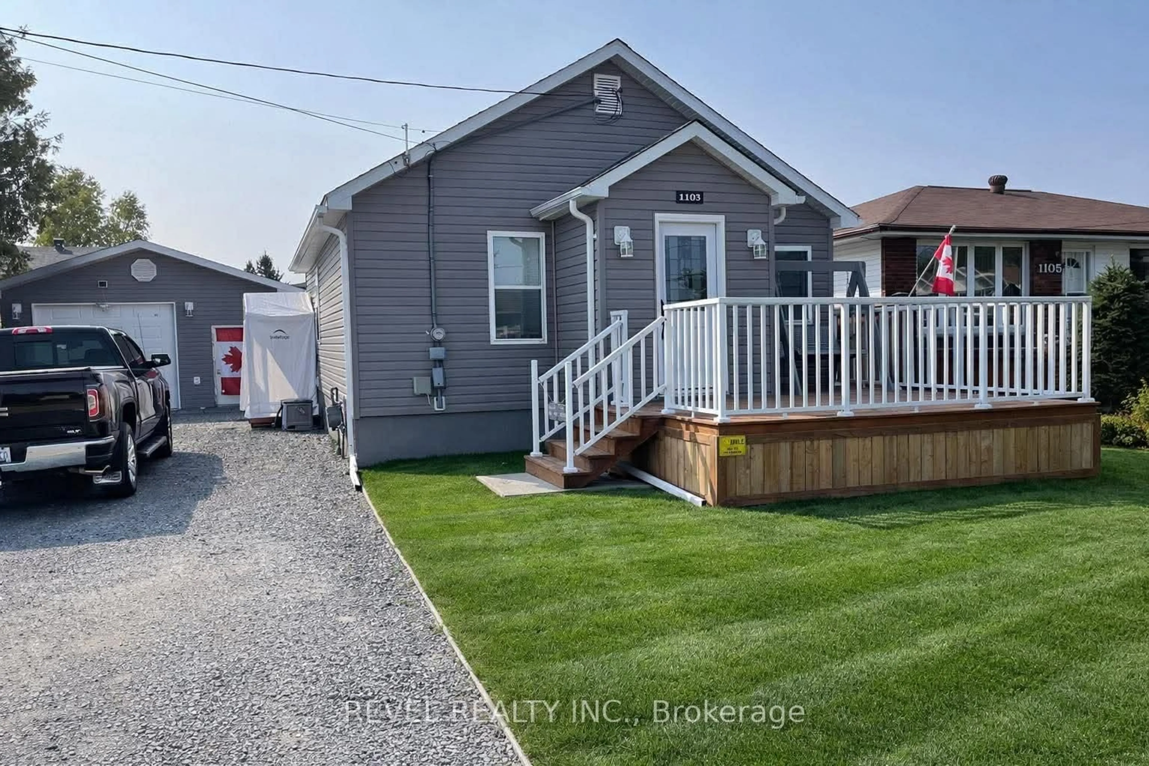 Home with vinyl exterior material, street for 1103 Ferguson Rd, Timmins Ontario P0K 1K0