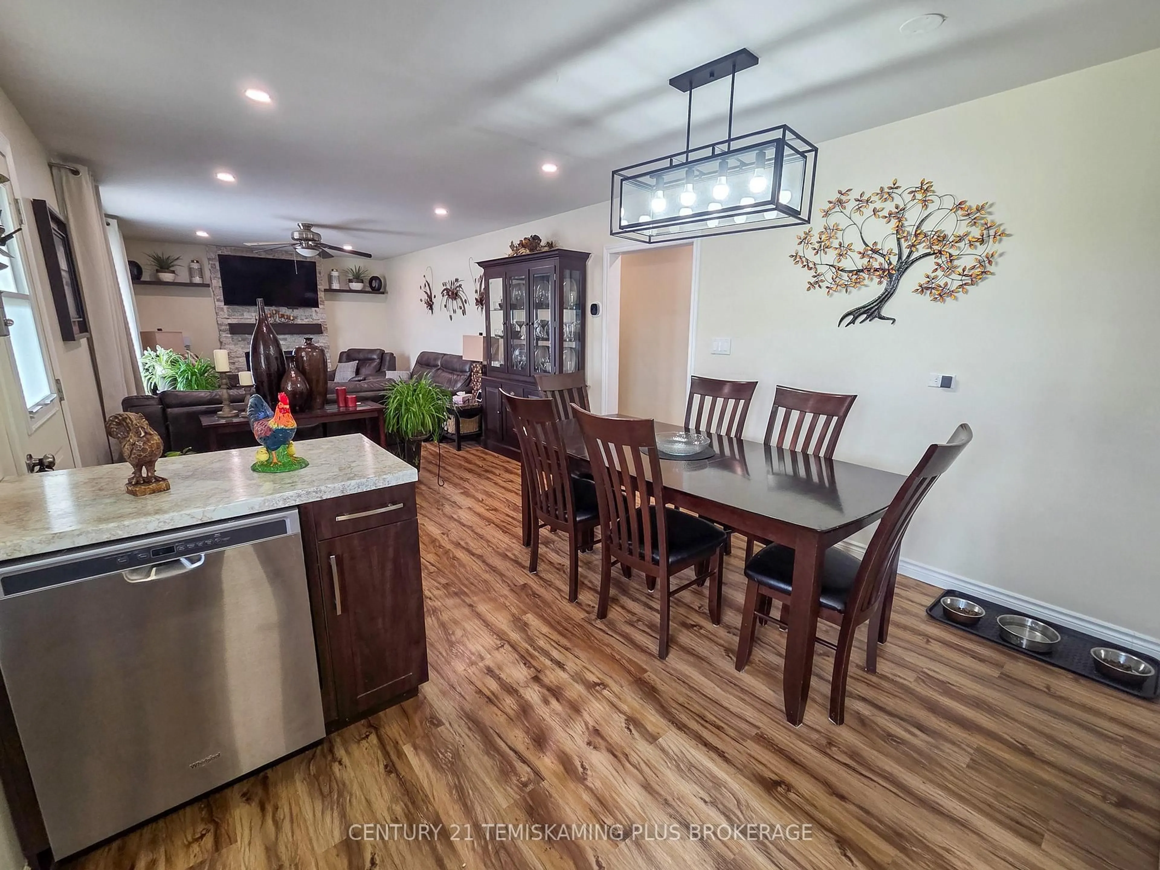 Open concept kitchen, wood/laminate floor for 8 Browns Rd, Englehart Ontario P0J 1H0
