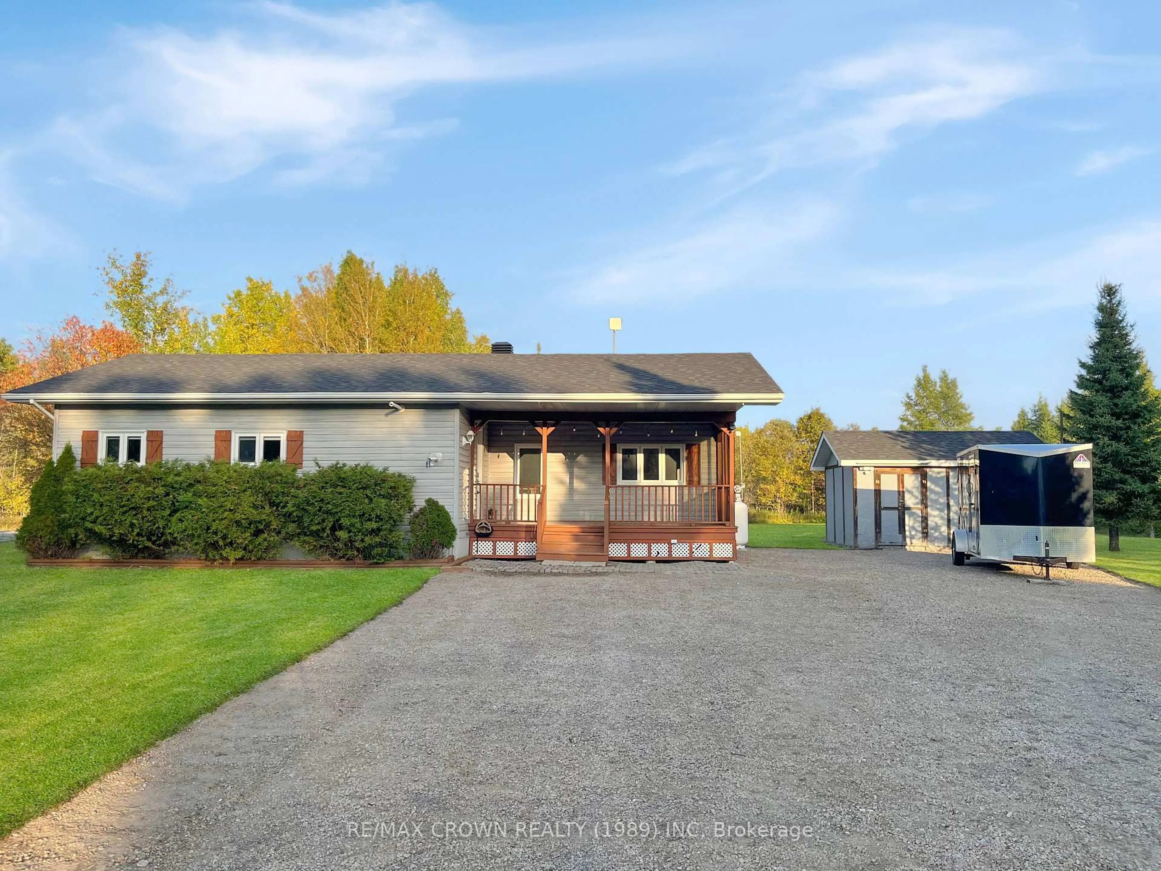 A pic from outside/outdoor area/front of a property/back of a property/a pic from drone, street for 48 Remi Lake Rd #Moonbeam, Kapuskasing Ontario P0L 1V0