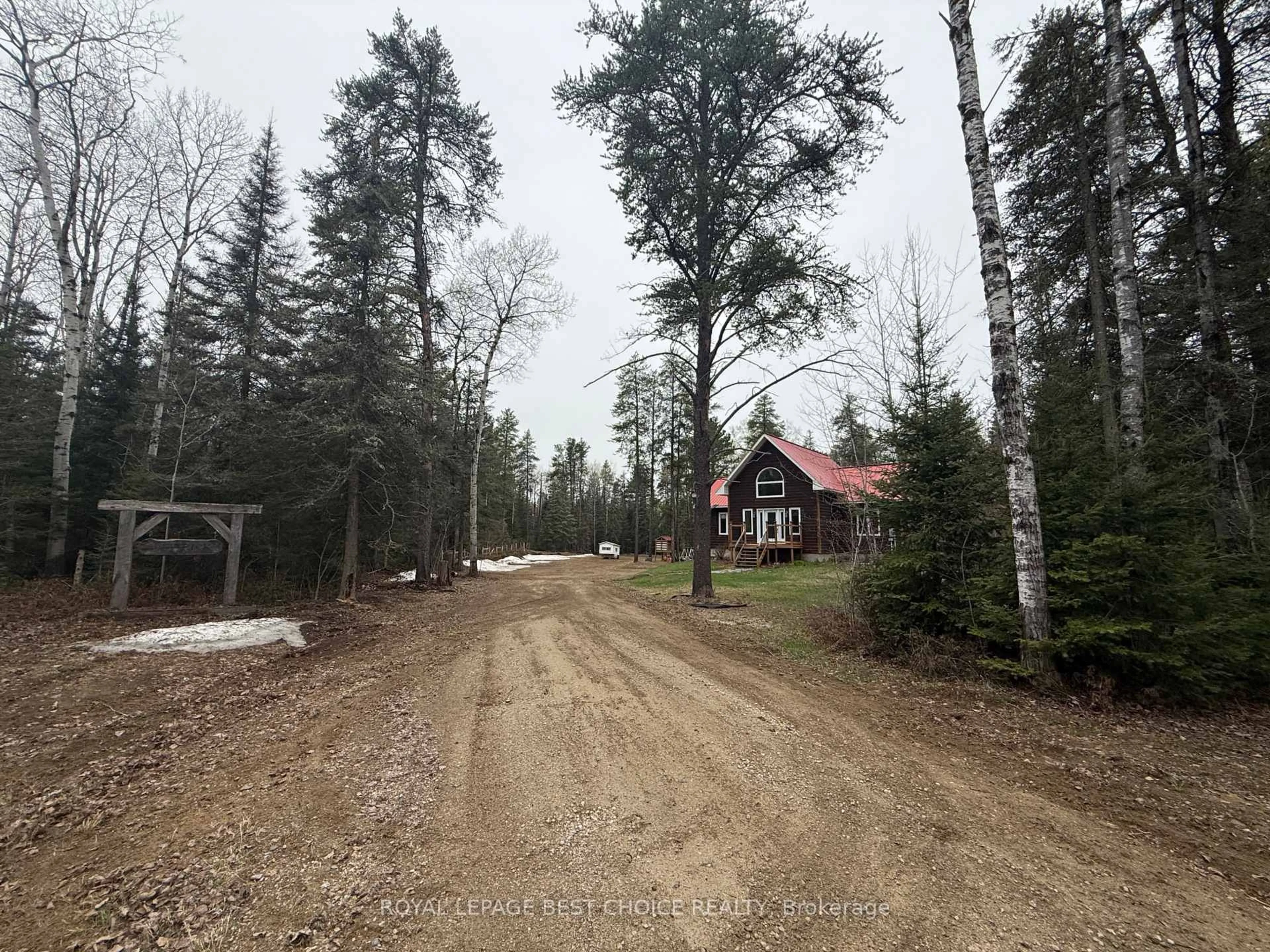 A pic from outside/outdoor area/front of a property/back of a property/a pic from drone, forest/trees view for 917940 Portage Bay Rd, Timiskaming Ontario P0J 1C0