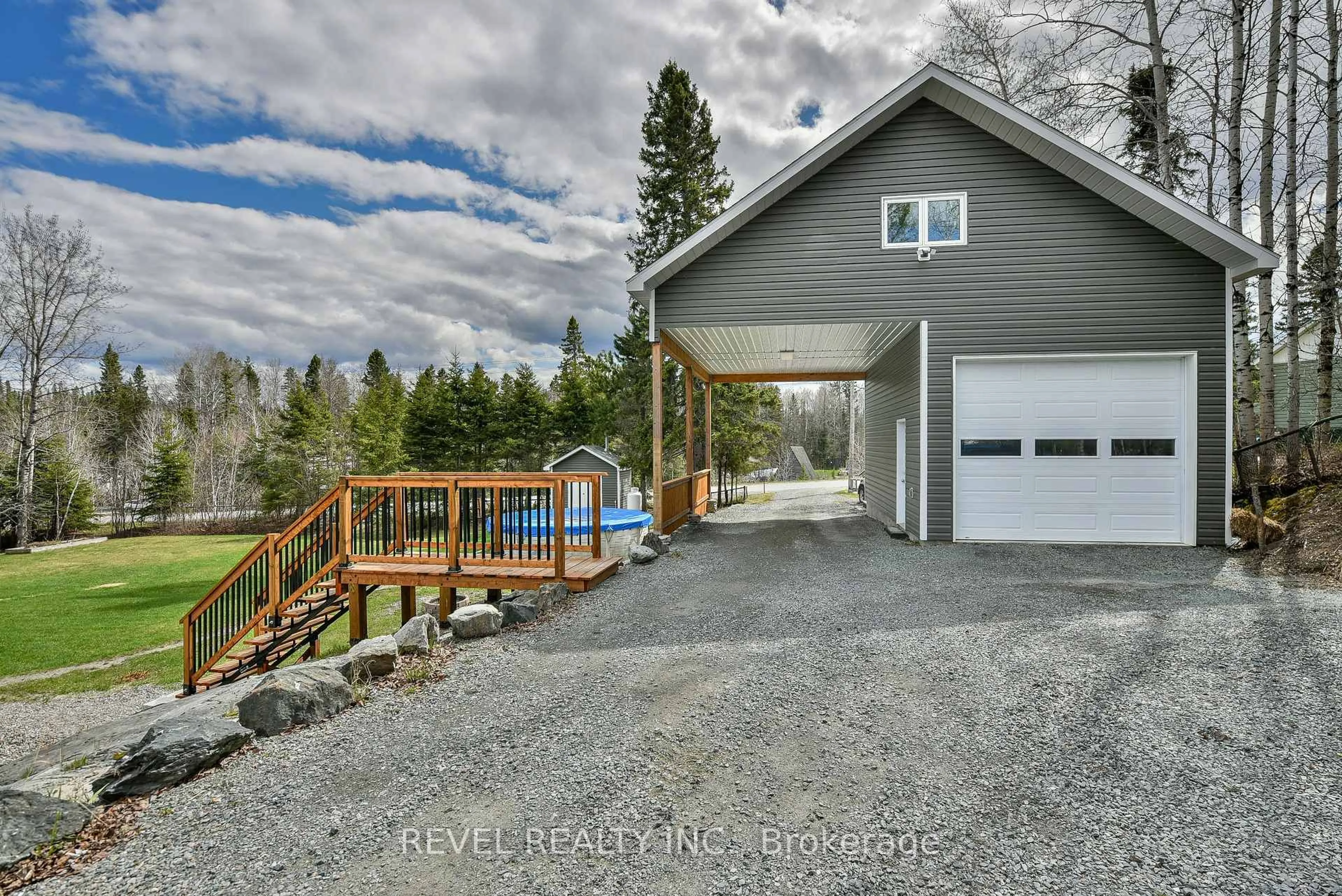 A pic from outside/outdoor area/front of a property/back of a property/a pic from drone, water/lake/river/ocean view for 1570 Gold Mine Rd, Timmins Ontario P4N 7C2