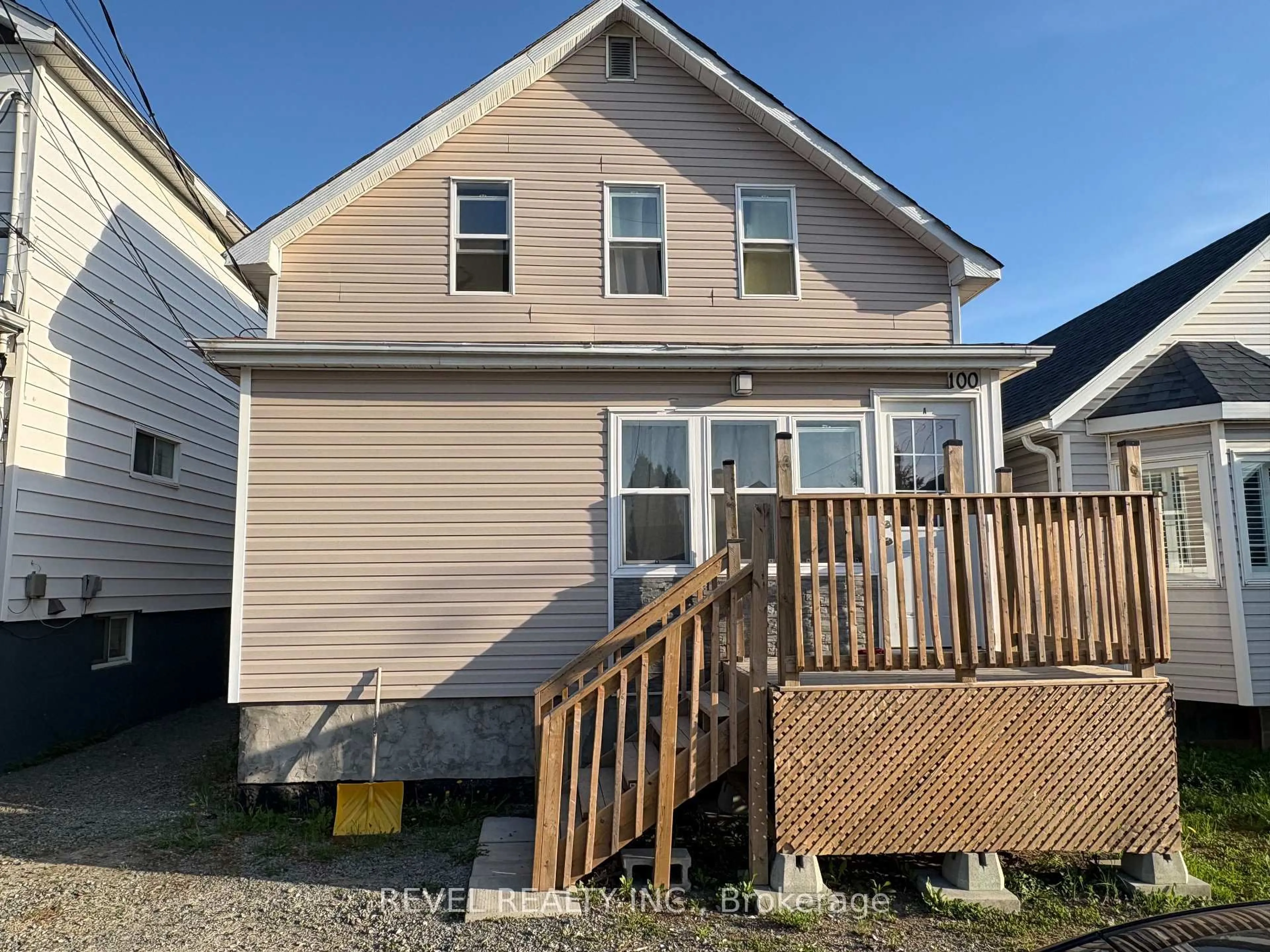 Home with vinyl exterior material, street for 100 Father Costello Dr, Timmins Ontario P0N 1G0
