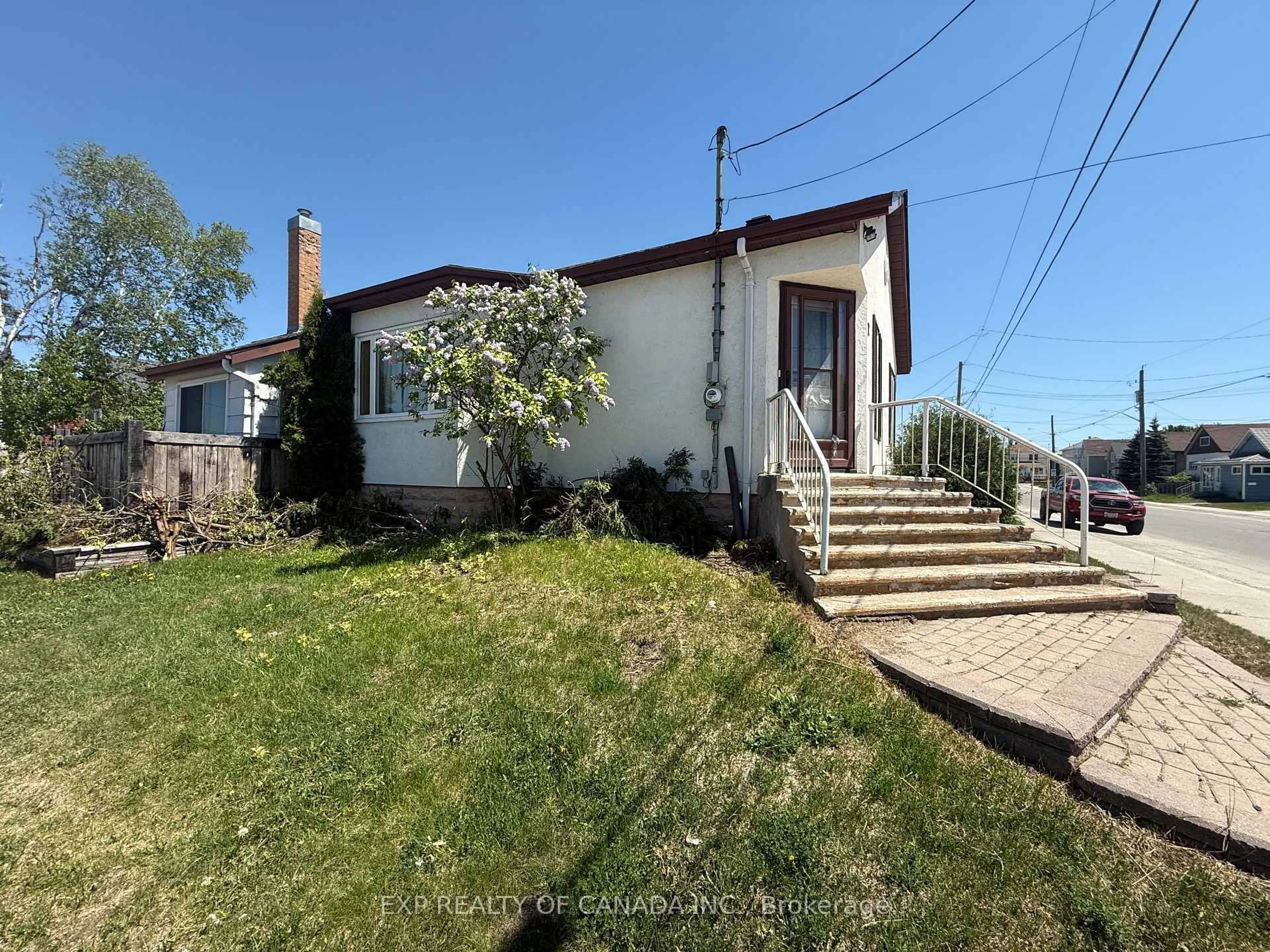 A pic from outside/outdoor area/front of a property/back of a property/a pic from drone, street for 72 Wende Ave, Timmins Ontario P4N 3E2