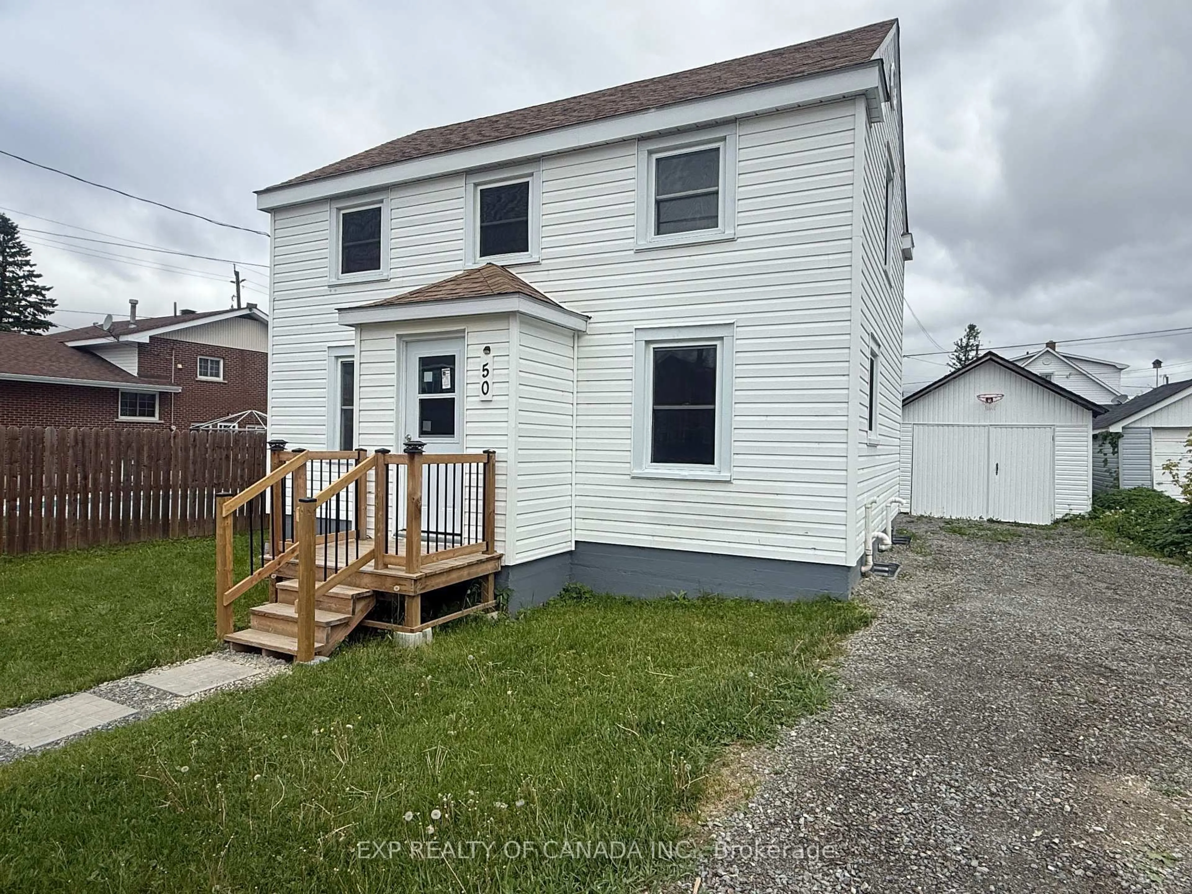 A pic from outside/outdoor area/front of a property/back of a property/a pic from drone, street for 50 Cecil Ave, Timmins Ontario P0N 1H0