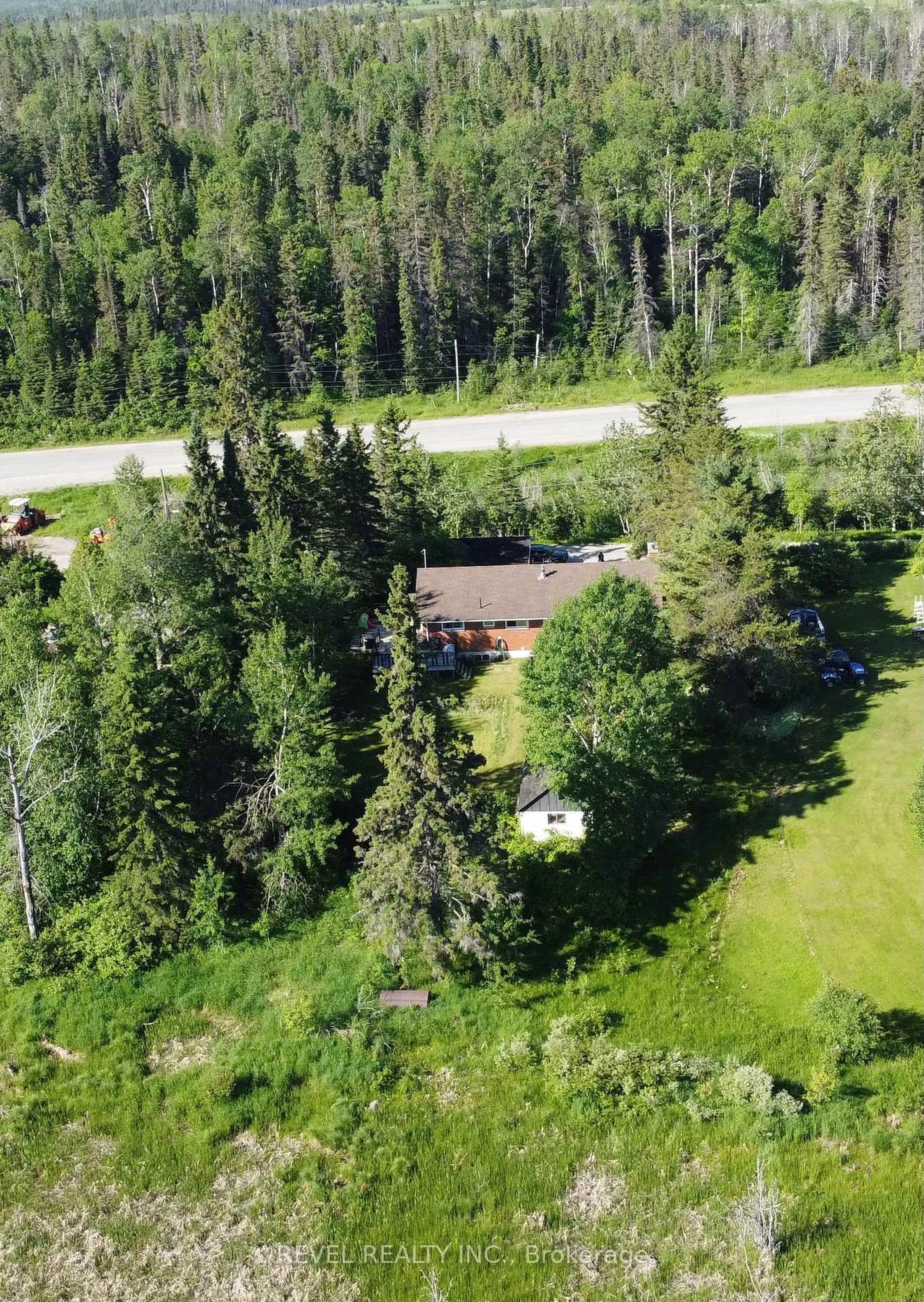 A pic from outside/outdoor area/front of a property/back of a property/a pic from drone, forest/trees view for 190 Ankerite Rd, Timmins Ontario P4N 7C2