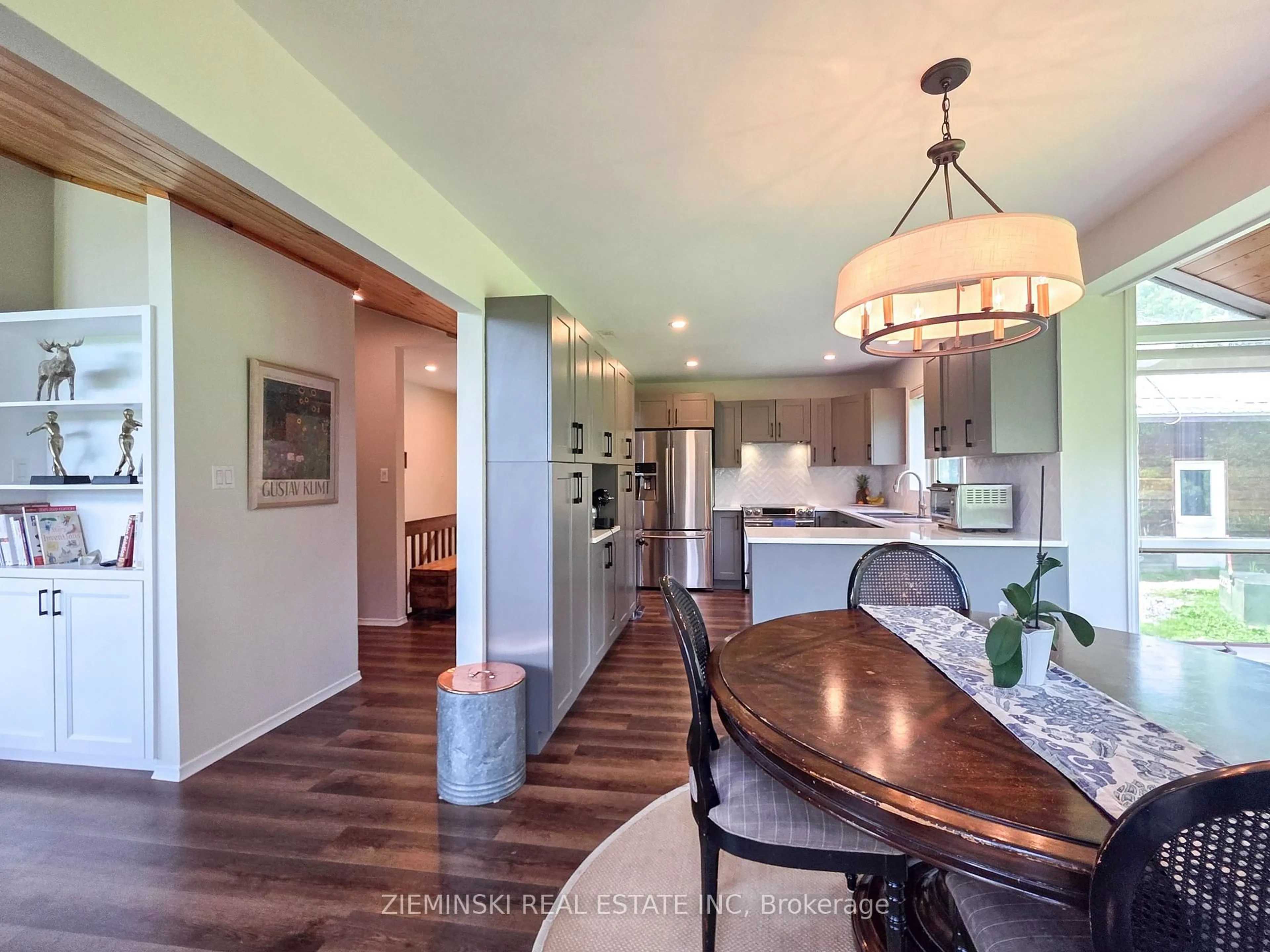 Open concept kitchen, wood/laminate floor for 134 HWY 570 Sesekinika, Kirkland Lake Ontario P0K 1S0