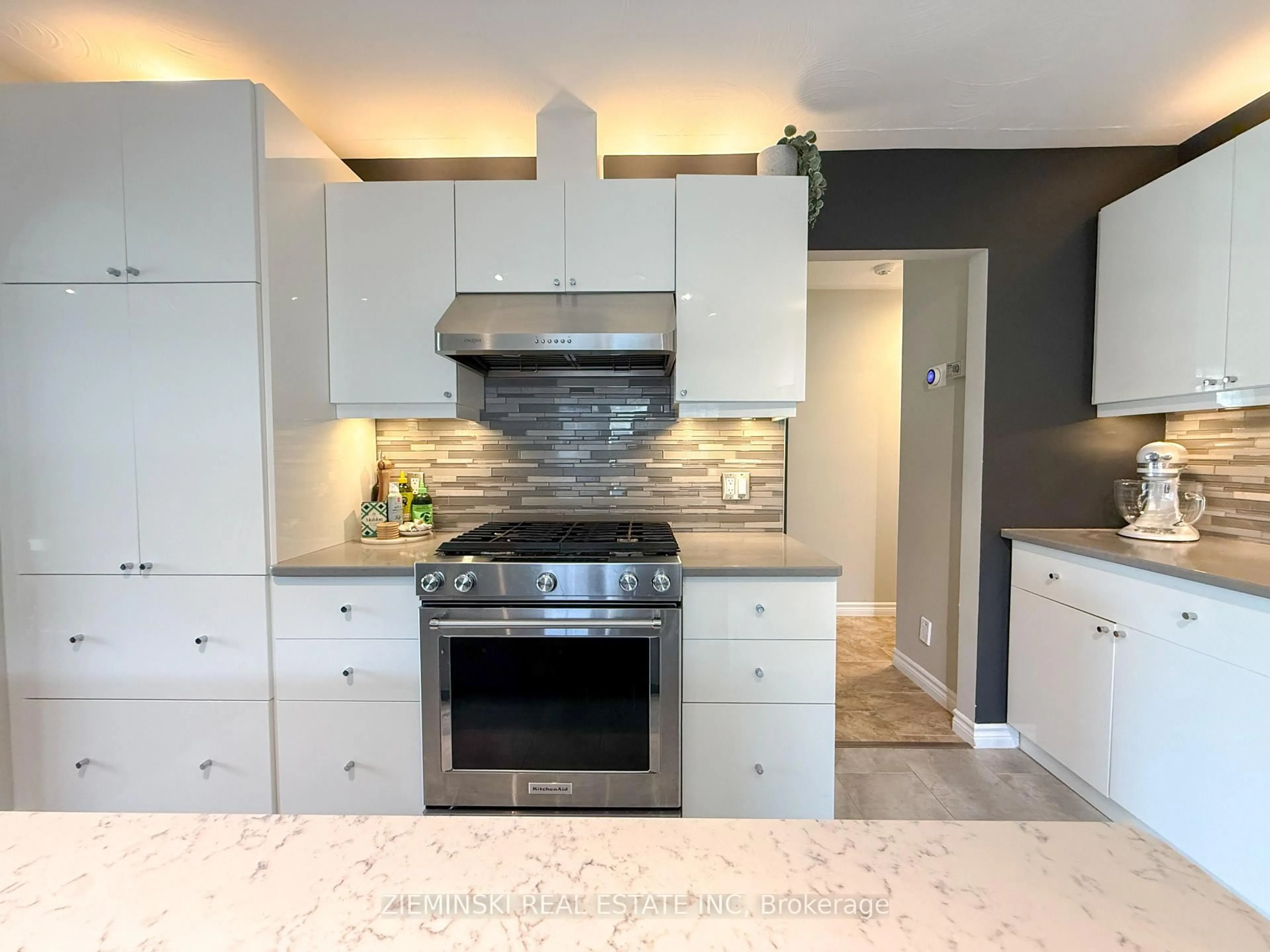 Contemporary kitchen, ceramic/tile floor for 397 Morandin Ave, Timmins Ontario P4N 7R5