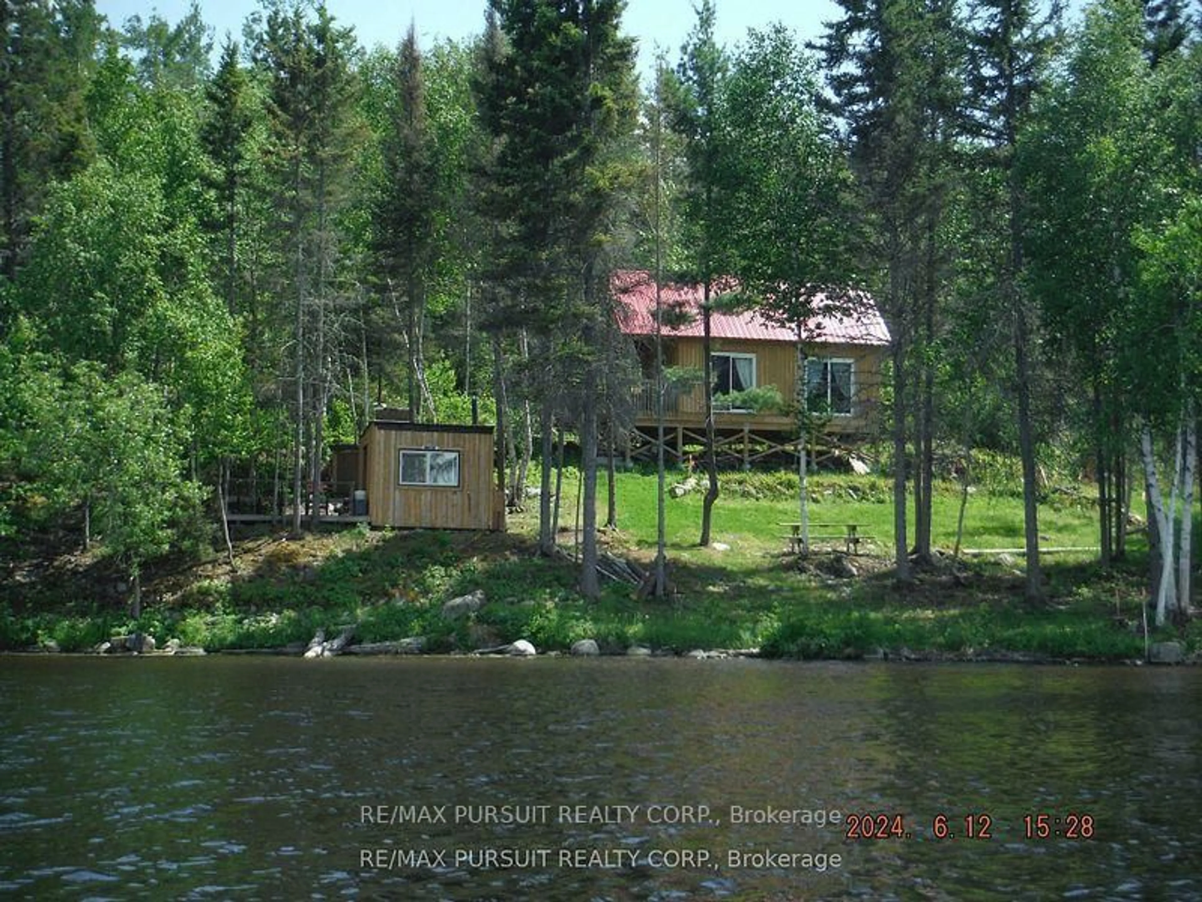 A pic from outside/outdoor area/front of a property/back of a property/a pic from drone, water/lake/river/ocean view for PL25595 PORTAGE BAY, Coleman Ontario P0J 1C0