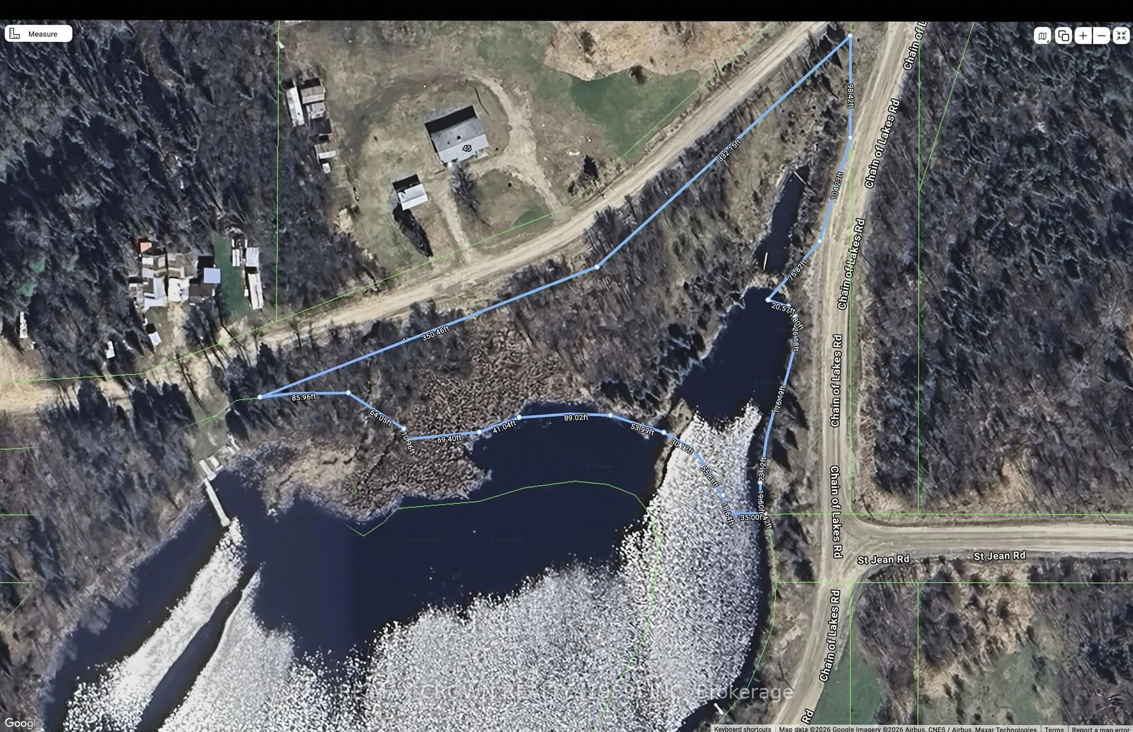 A pic from outside/outdoor area/front of a property/back of a property/a pic from drone, water/lake/river/ocean view for 45A Chain Of Lakes Rd #Moonbeam, Kapuskasing Ontario P0L 1V0