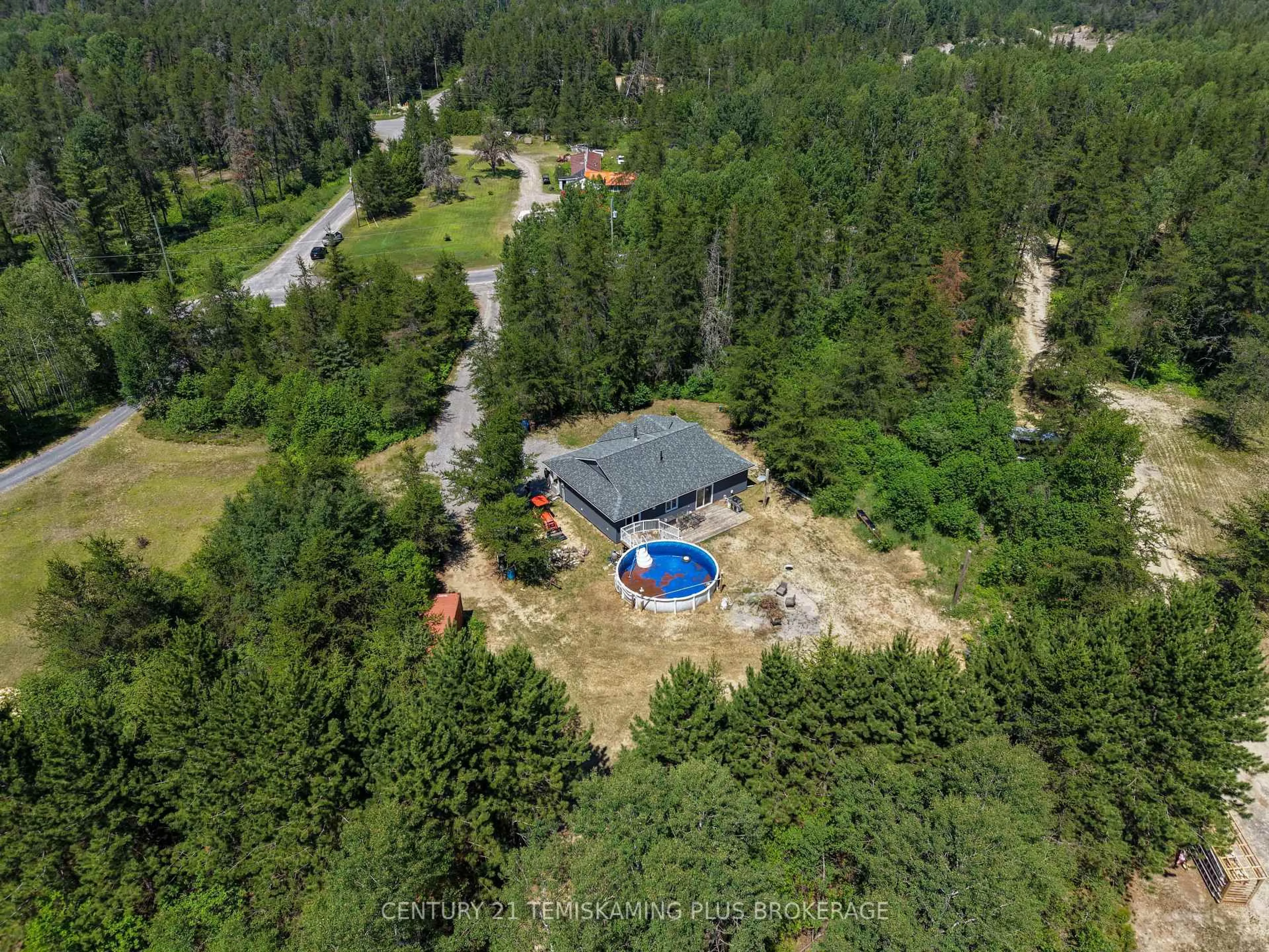A pic from outside/outdoor area/front of a property/back of a property/a pic from drone, forest/trees view for 505544 Airport Dr, Coleman Ontario P0J 1C0