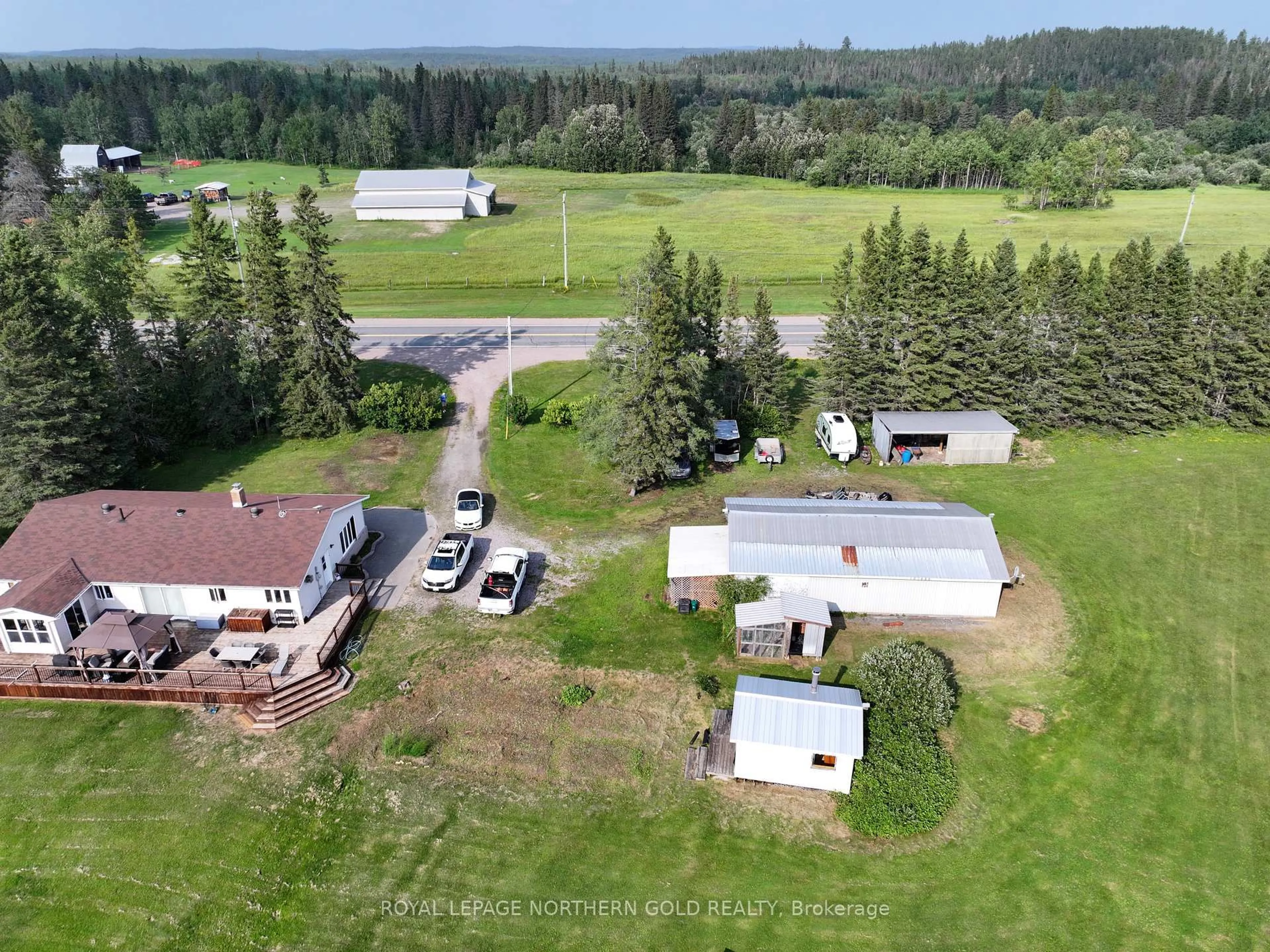 A pic from outside/outdoor area/front of a property/back of a property/a pic from drone, unknown for 6035 Highway 11 Highway, Kirkland Lake Ontario P0K 1V0