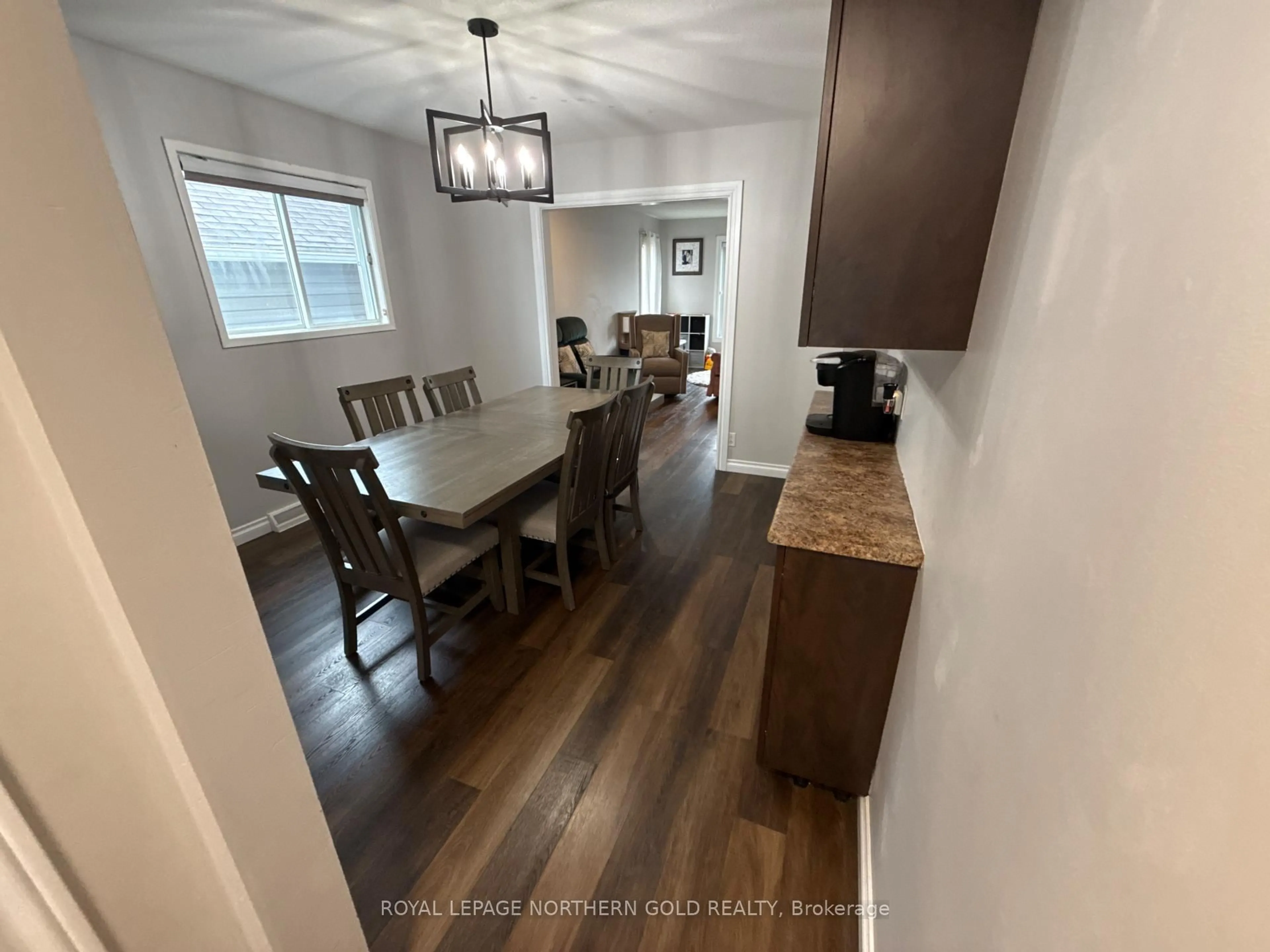 Dining room, wood/laminate floor for 57 MCCAMUS Ave, Kirkland Lake Ontario P2N 2J8