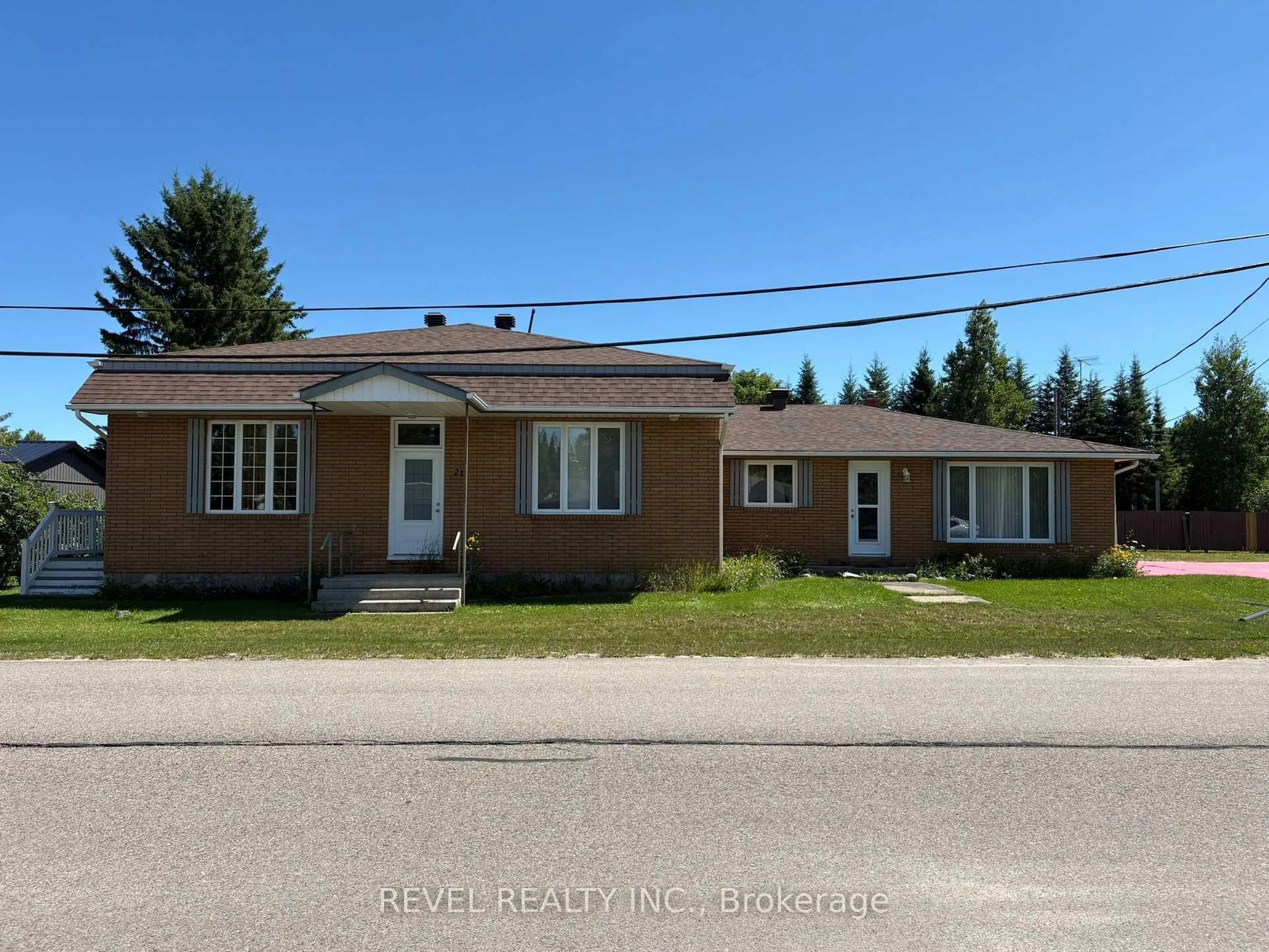 Home with brick exterior material, street for 21 Jacques Ave #Fauquier, Kapuskasing Ontario P0L 1G0