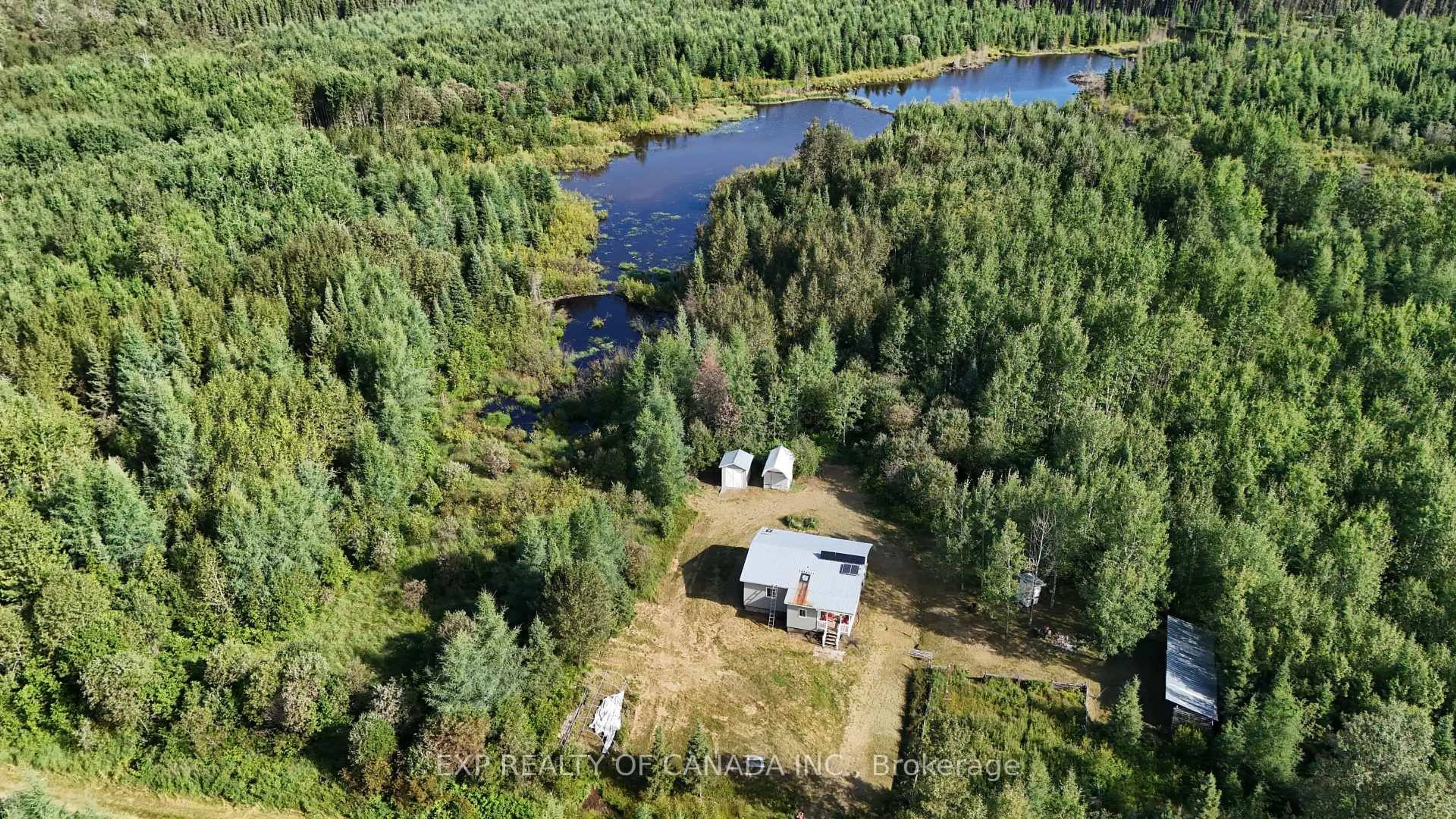 A pic from outside/outdoor area/front of a property/back of a property/a pic from drone, water/lake/river/ocean view for Pt Lt 9 Con 3 Concession, Cochrane Ontario P0L 1C0