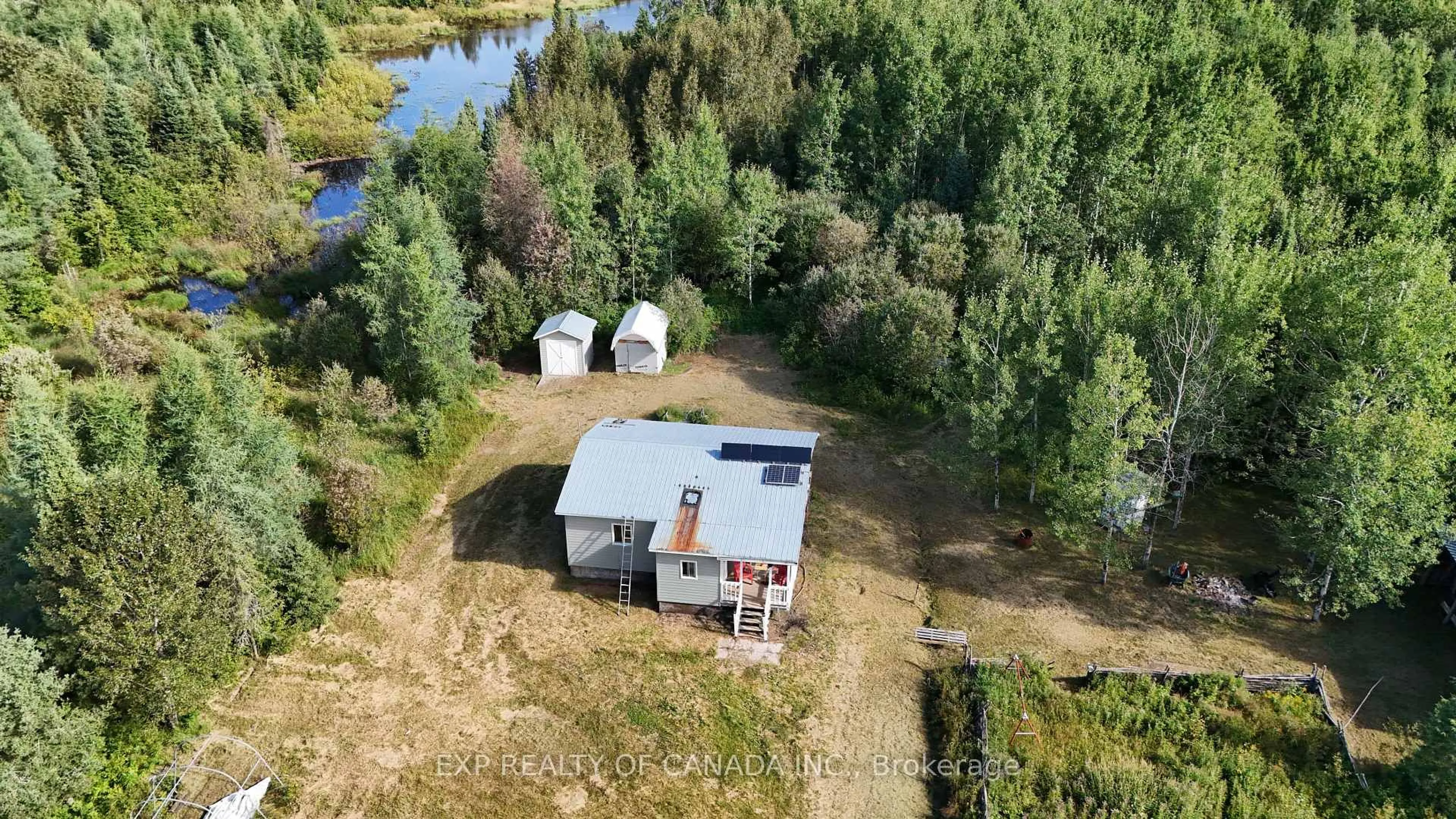 A pic from outside/outdoor area/front of a property/back of a property/a pic from drone, water/lake/river/ocean view for Pt Lt 9 Con 3 Concession, Cochrane Ontario P0L 1C0