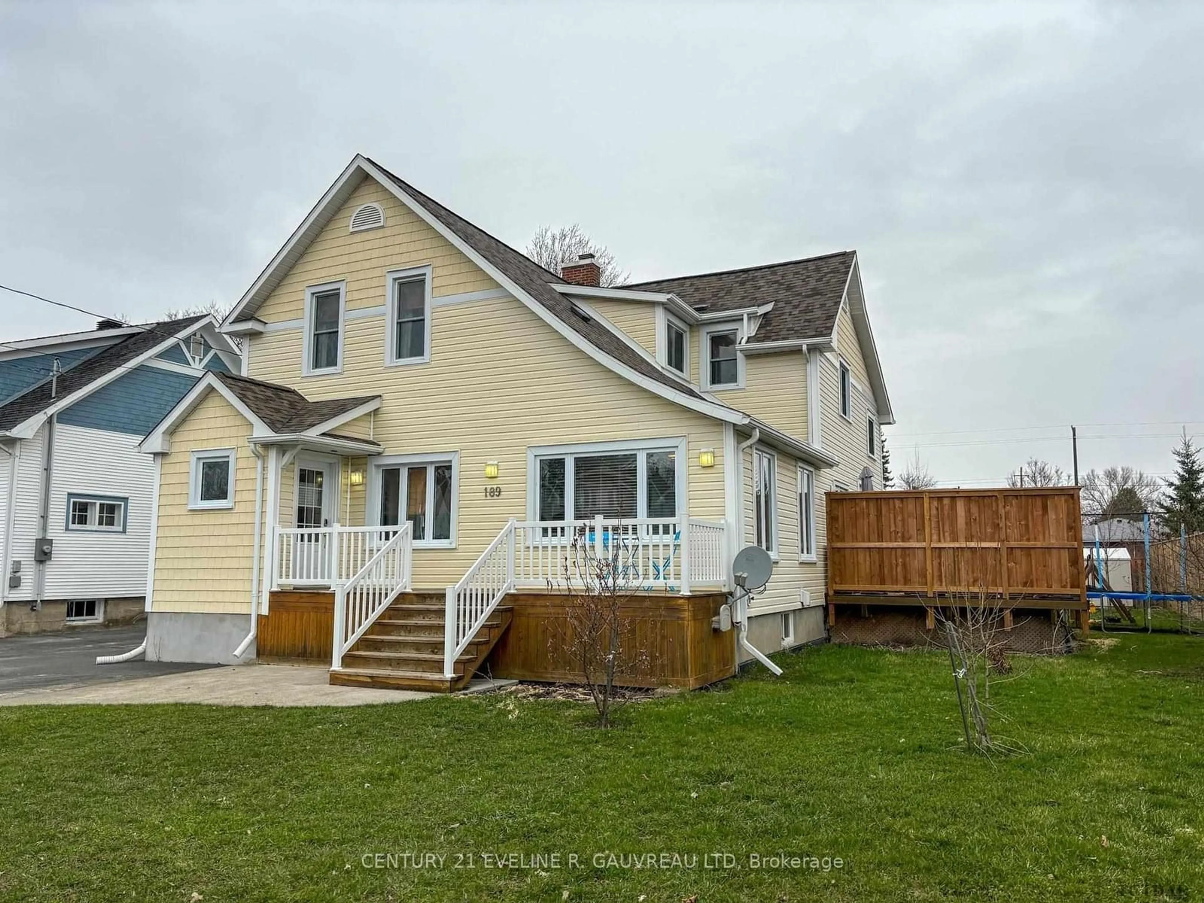 Frontside or backside of a home, the fenced backyard for 189 Farah Ave, Temiskaming Shores Ontario P0J 1P0