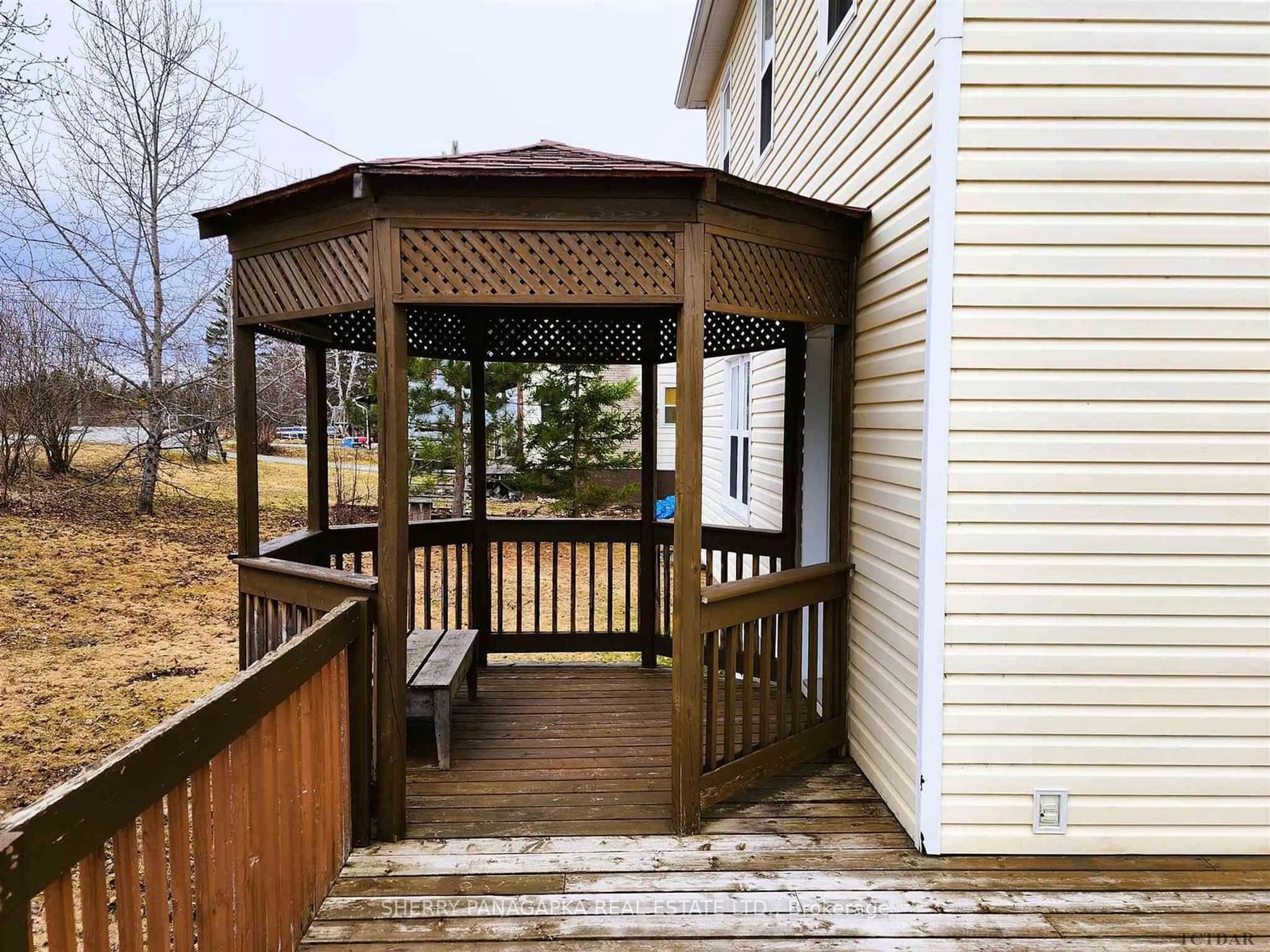 Patio, the fenced backyard for 2 27th Ave, McGarry Ontario P0K 1X0