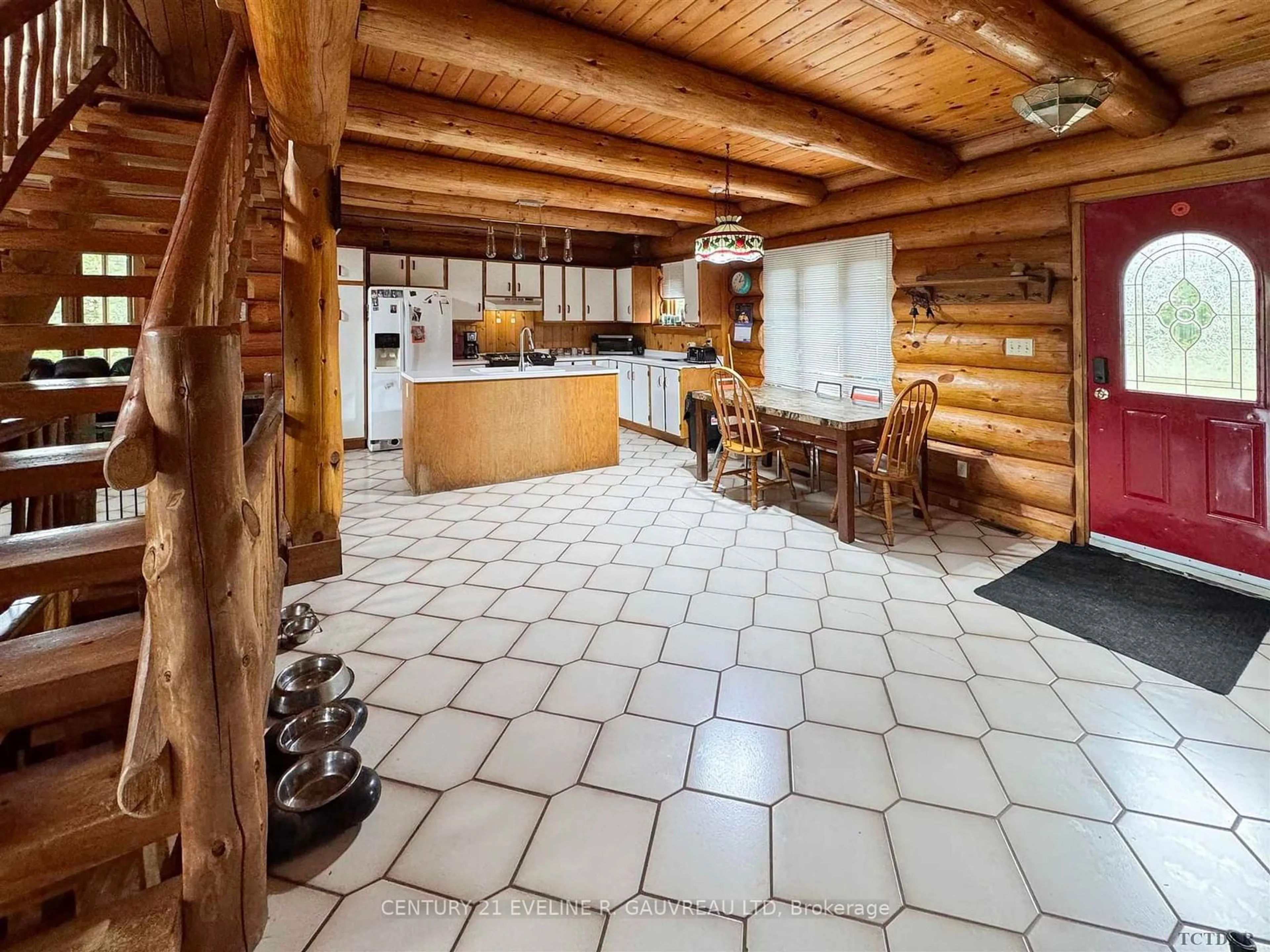 Kitchen, wood floors, cottage for 877752 BASS LAKE Rd, Coleman Ontario P0J 1C0