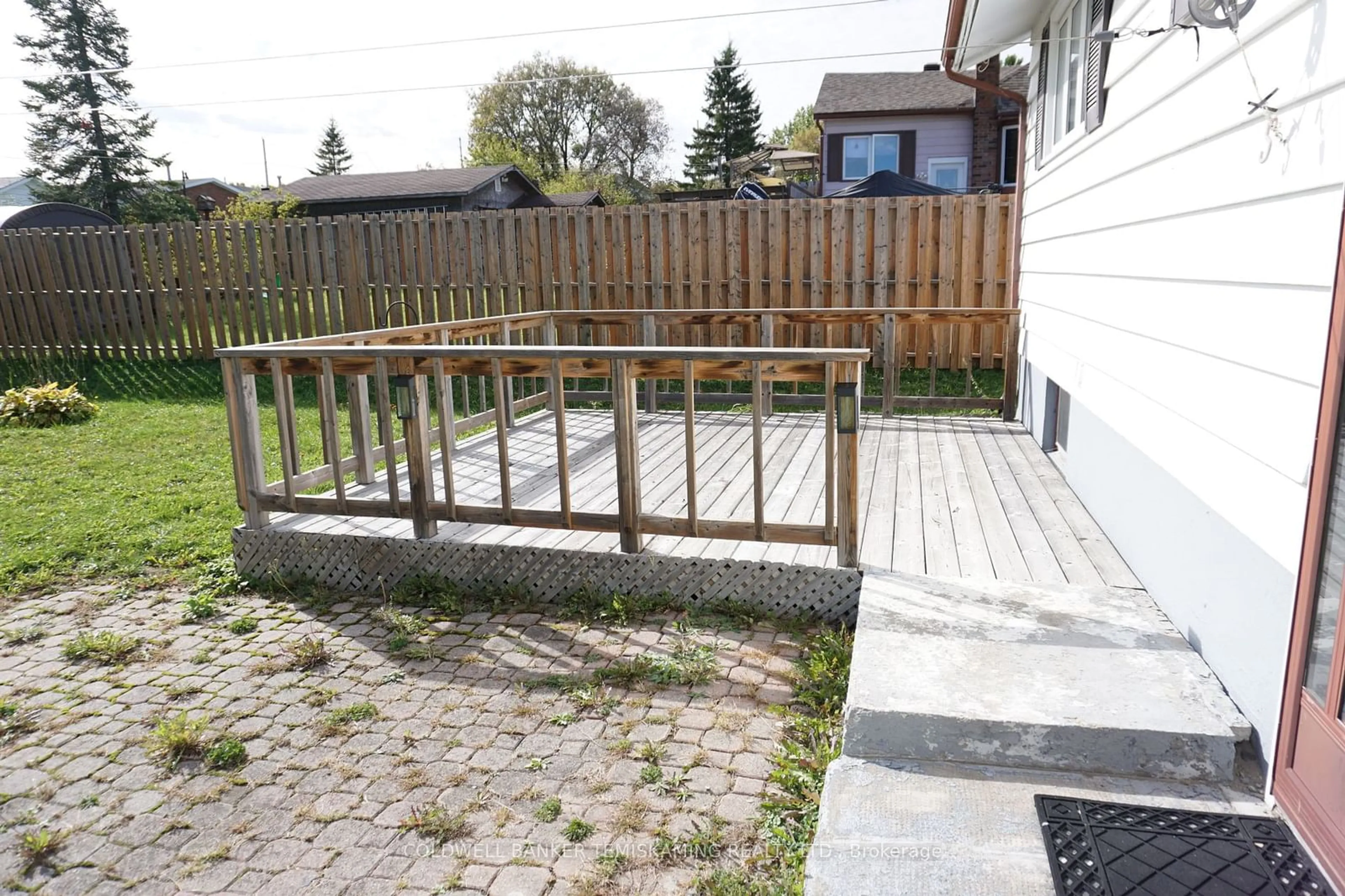 Patio, the fenced backyard for 416 CECIL St, Temiskaming Shores Ontario P0J 1K0