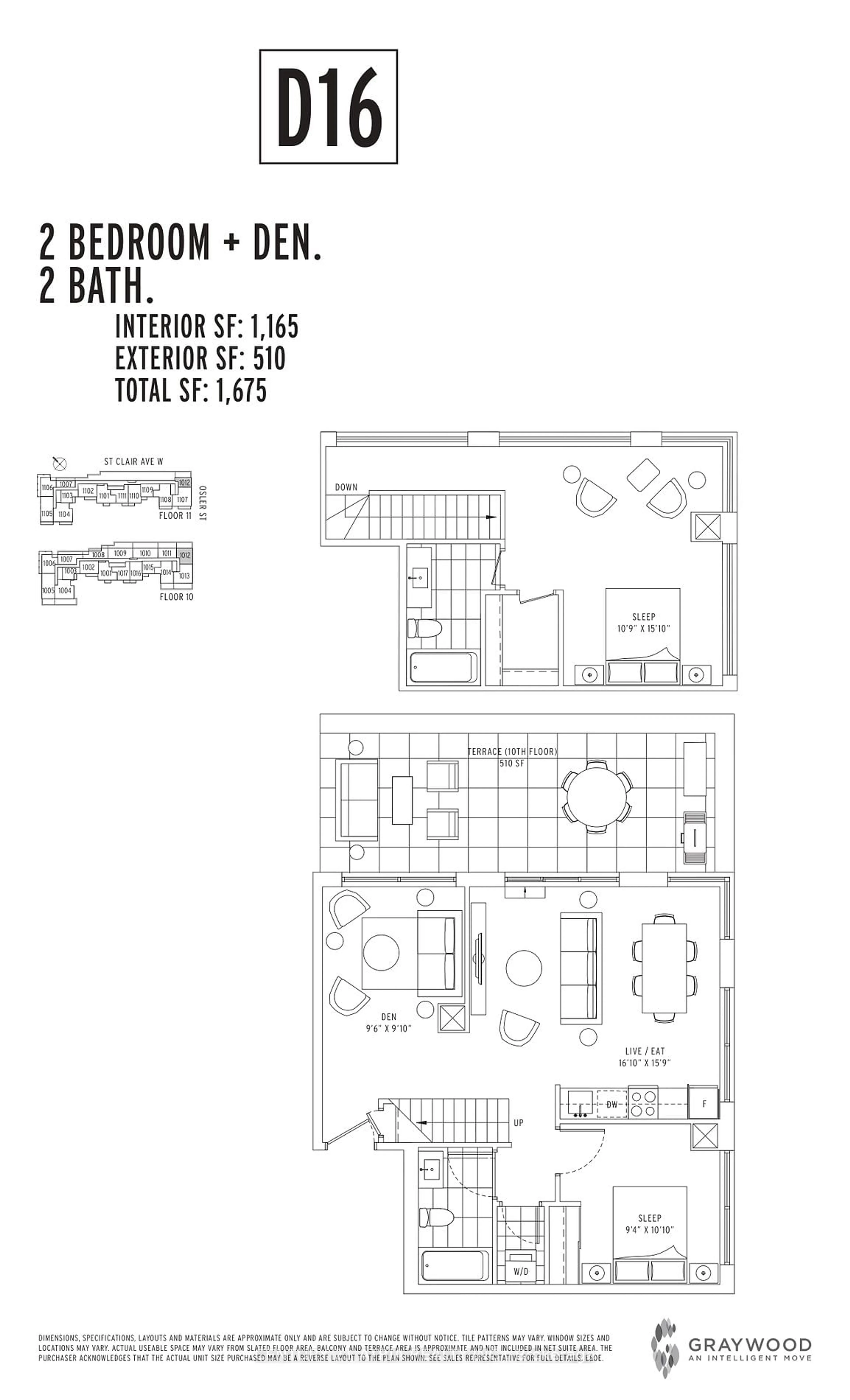 Floor plan for 1787 St Clair Ave #1012, Toronto Ontario M6N 0B7