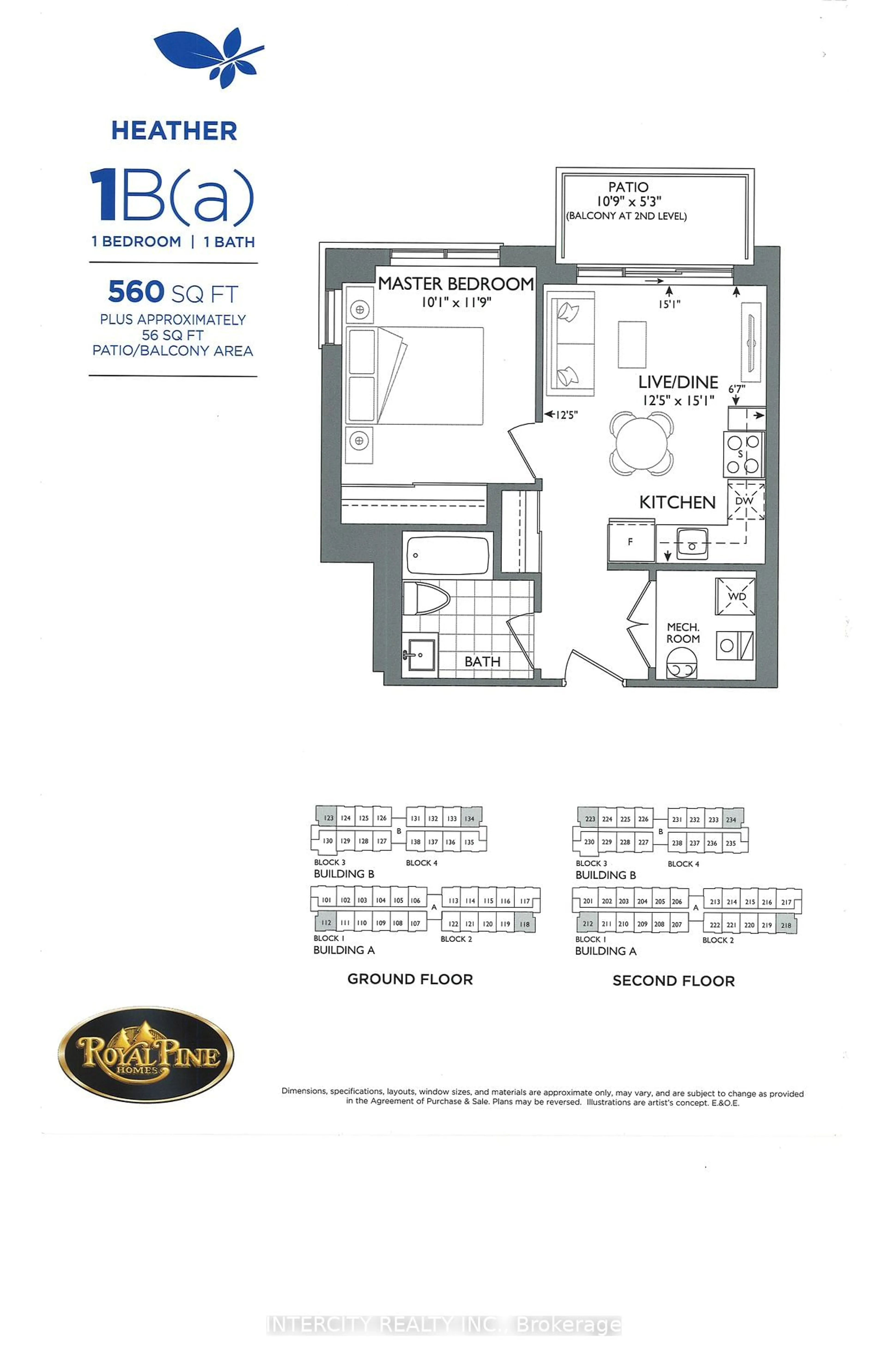 Floor plan for 65 Attmar Dr #259, Brampton Ontario L6P 0Y6