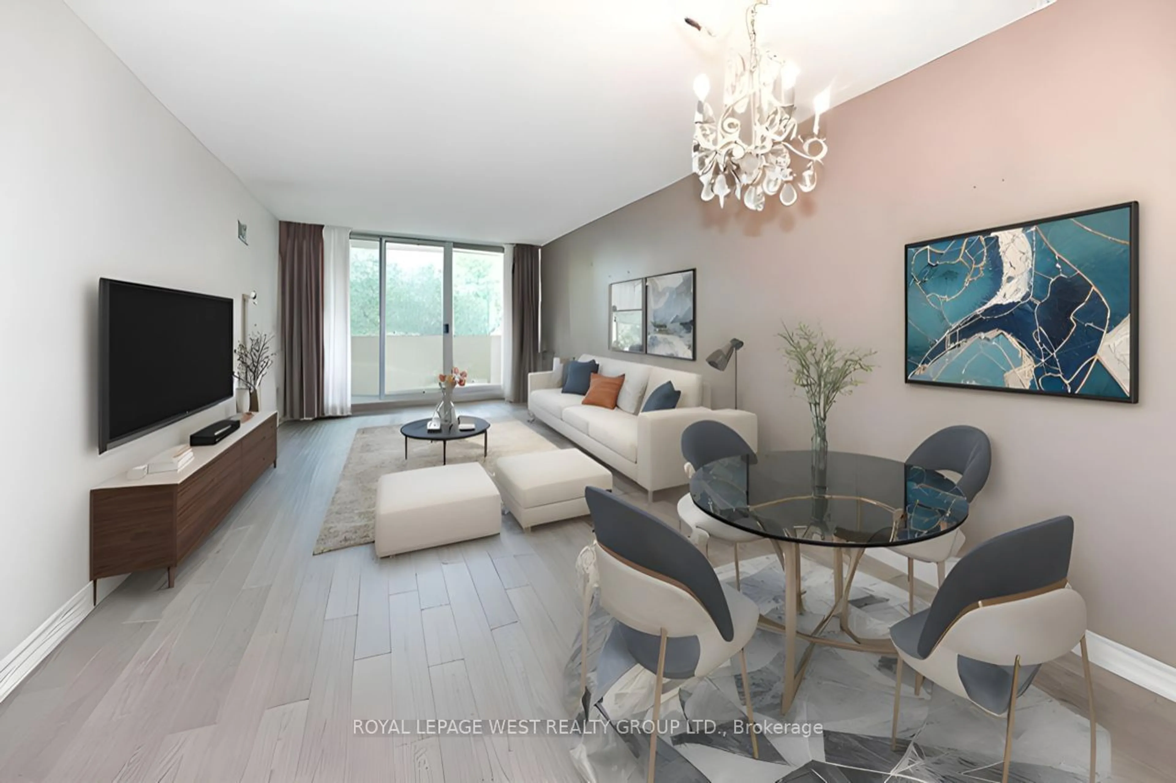 Living room, wood floors for 299 Mill Rd #205, Toronto Ontario M9C 4V9