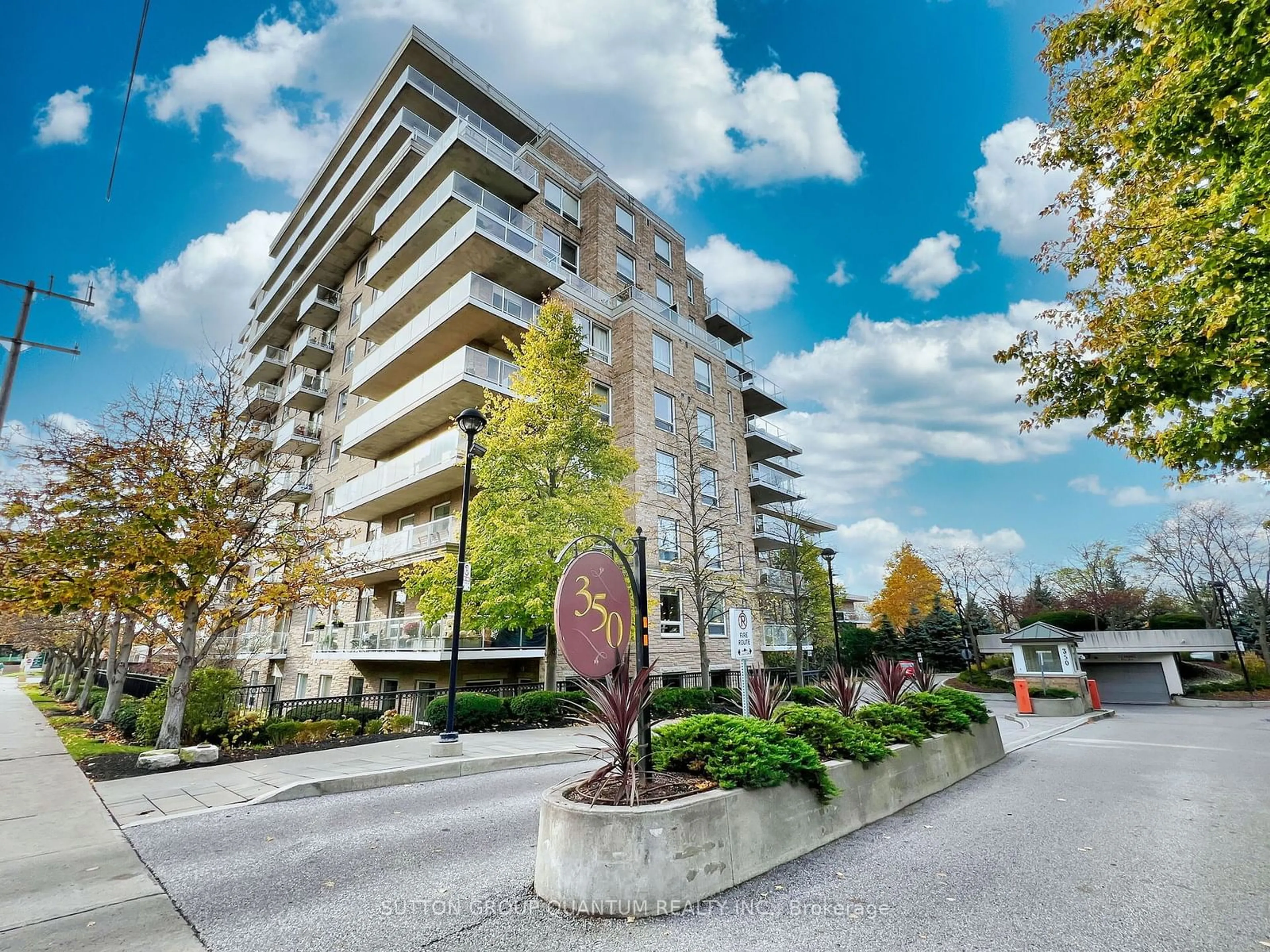 A pic from exterior of the house or condo, the street view for 350 Mill Rd #211, Toronto Ontario M9C 5R7